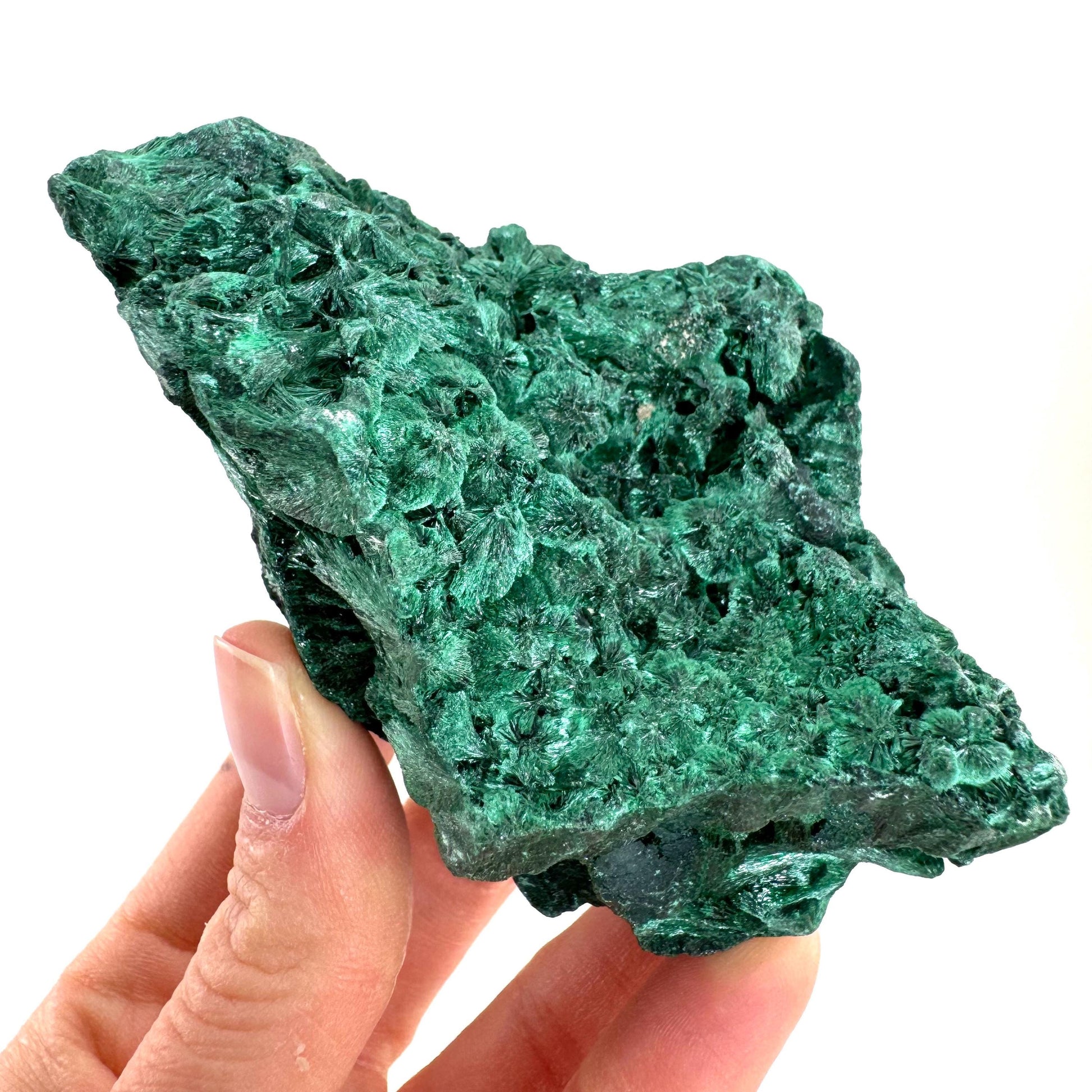 Fibrous Malachite (DR Congo) | raw green malachite crystal, mineral specimen