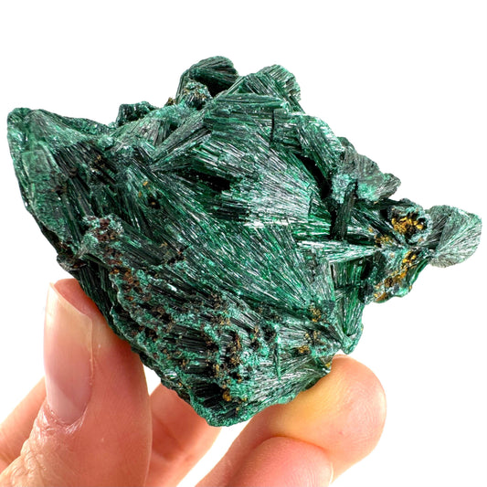Fibrous Malachite (DR Congo) | raw green malachite crystal, mineral specimen