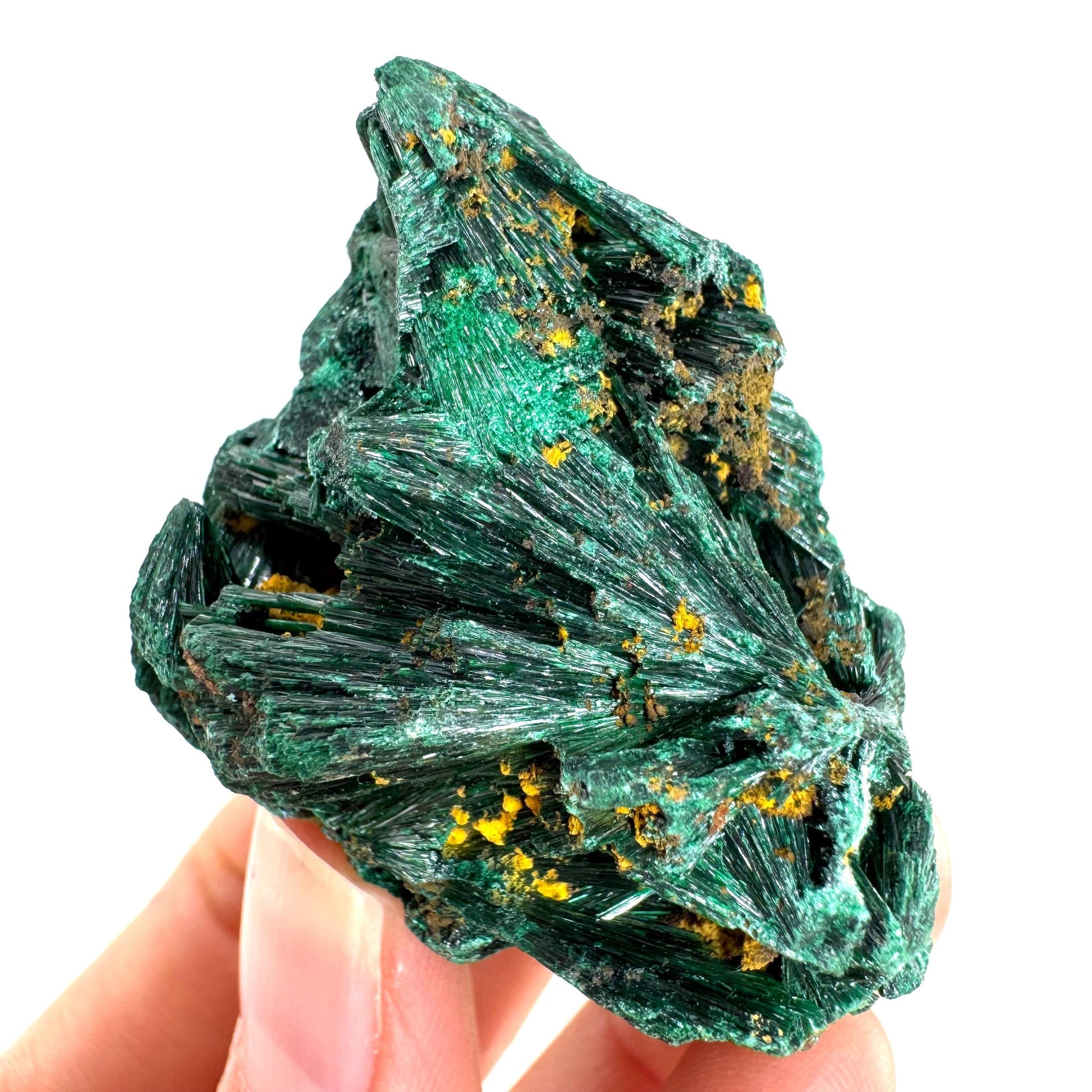 Fibrous Malachite (DR Congo) | raw green malachite crystal, mineral specimen