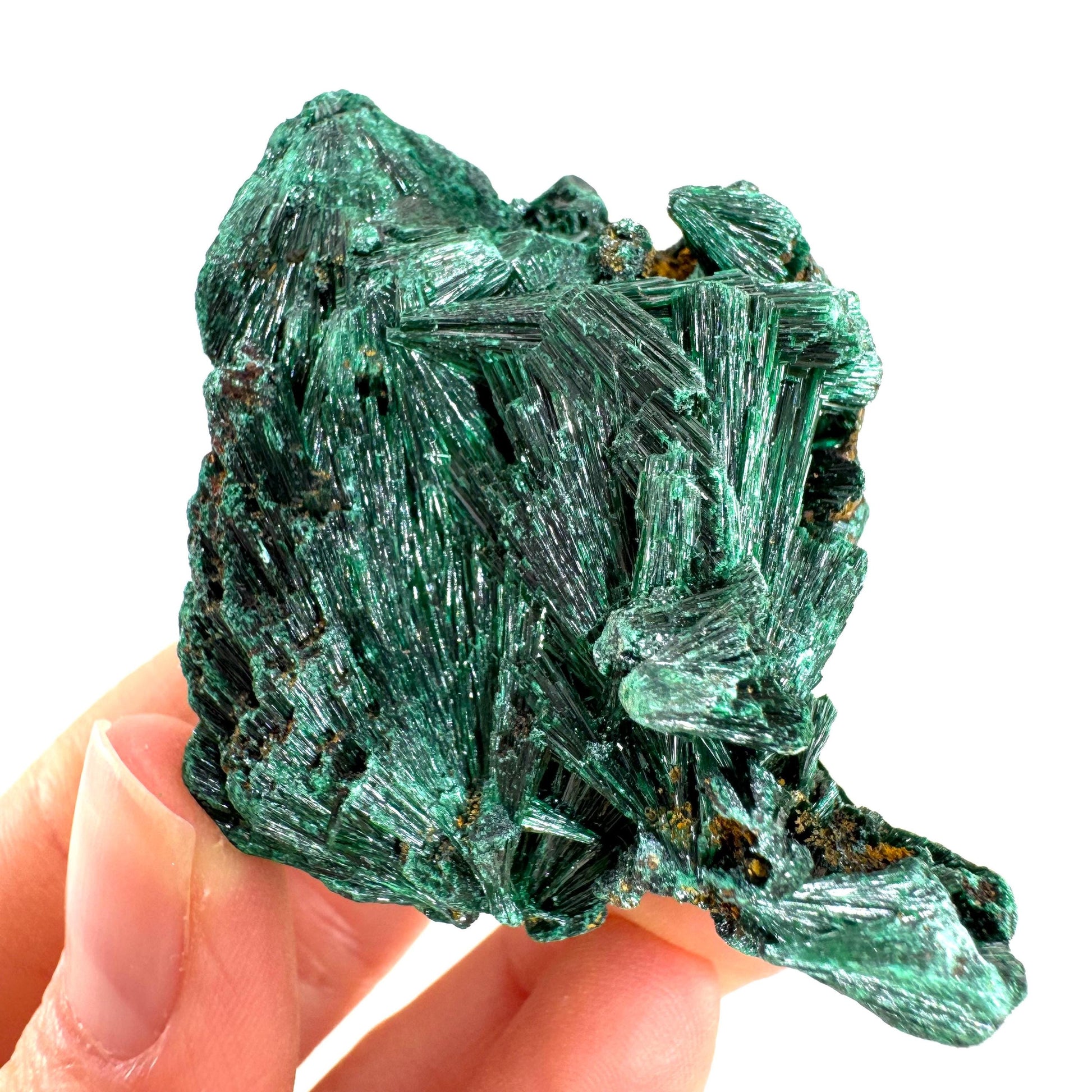Fibrous Malachite (DR Congo) | raw green malachite crystal, mineral specimen