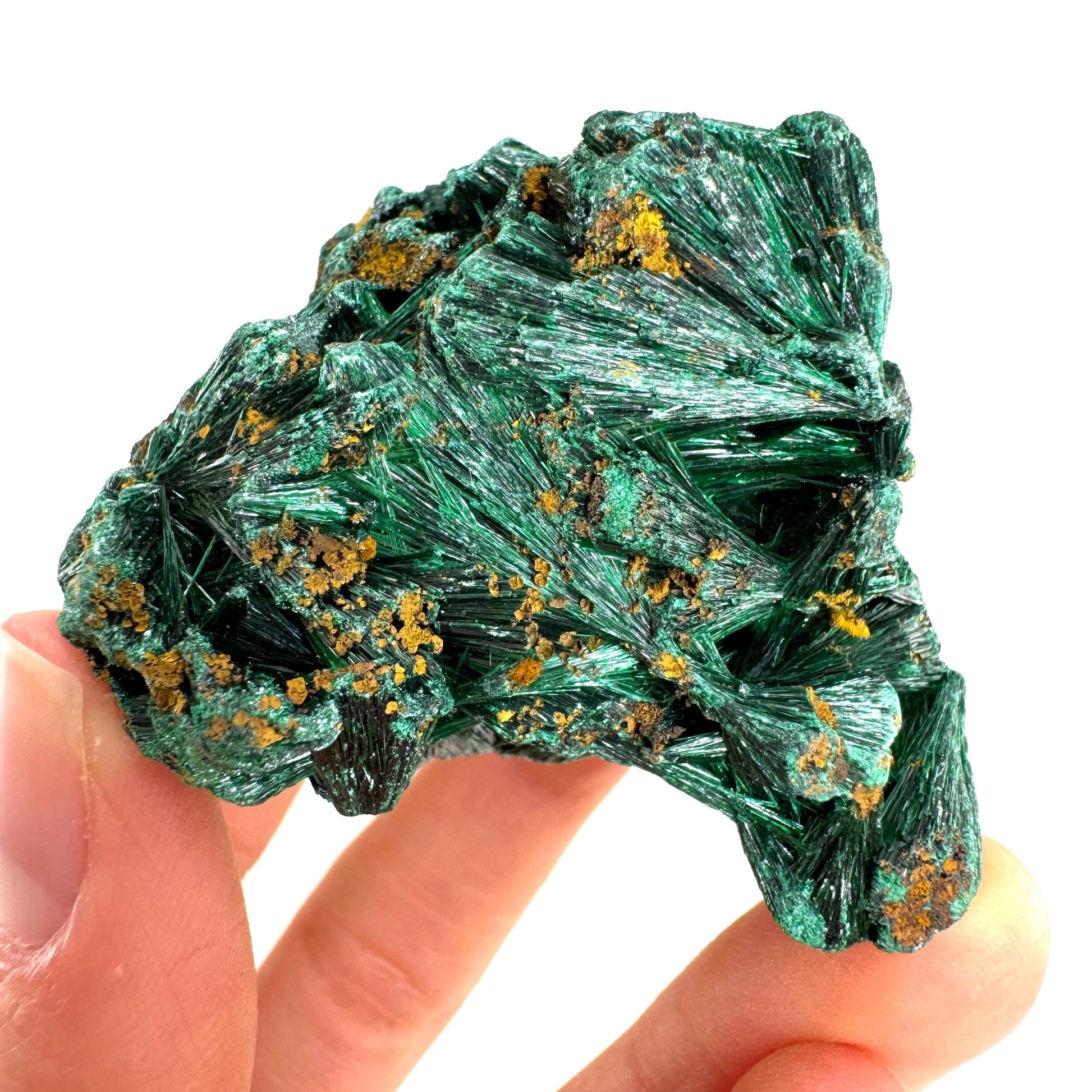 Fibrous Malachite (DR Congo) | raw green malachite crystal, mineral specimen