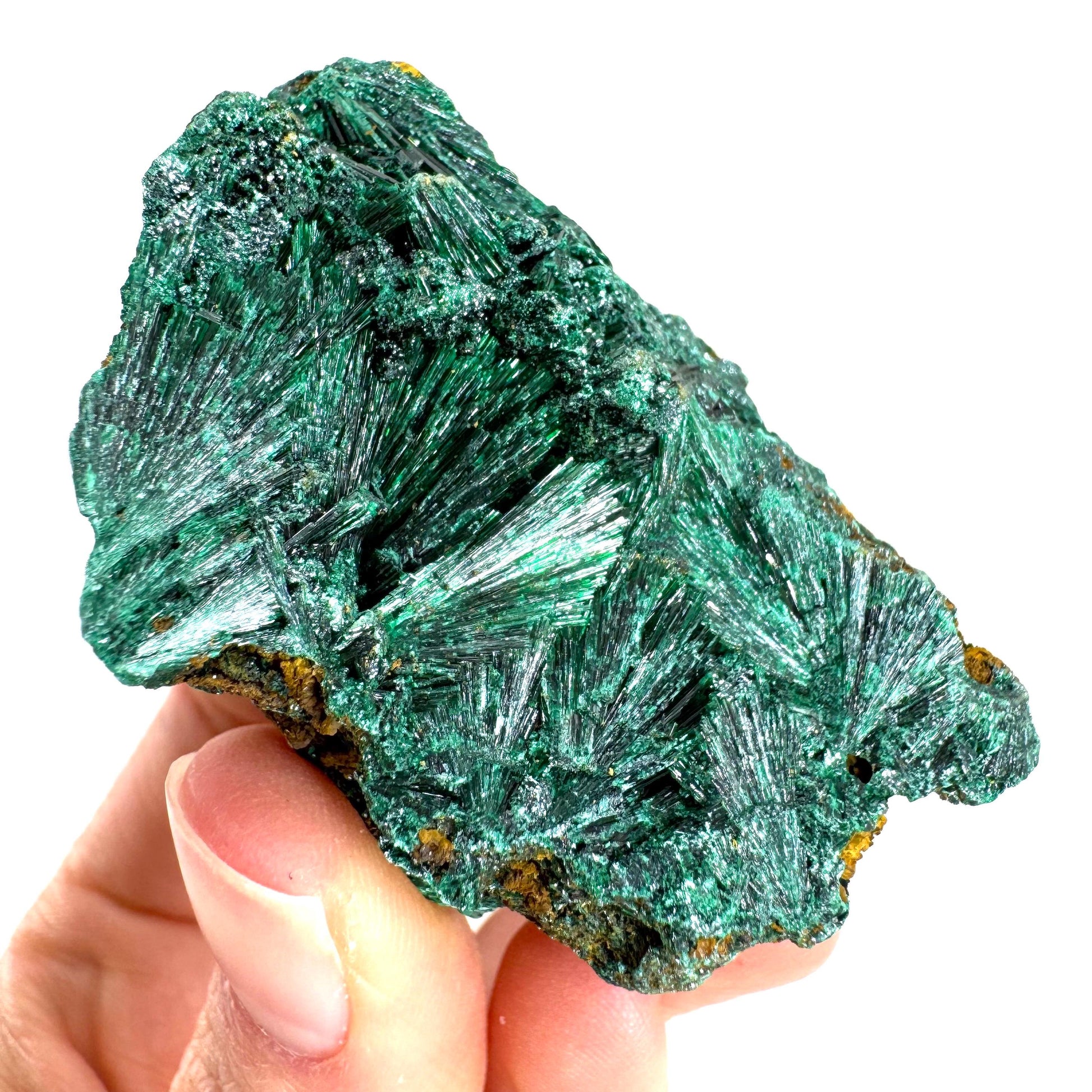 Fibrous Malachite (DR Congo) | raw green malachite crystal, mineral specimen