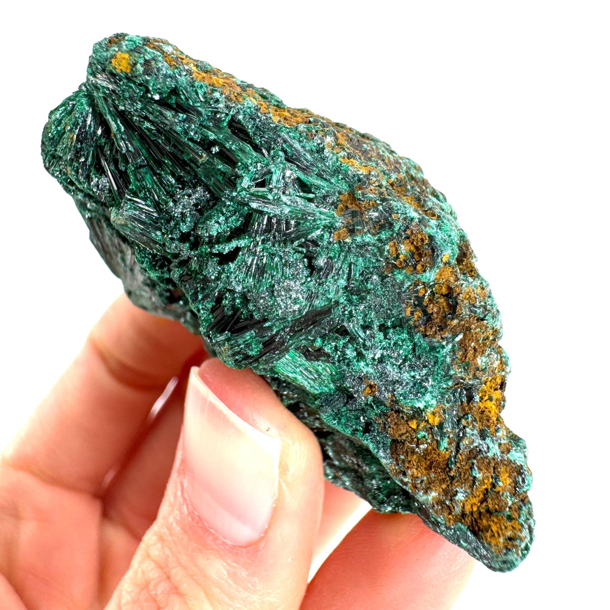 Fibrous Malachite (DR Congo) | raw green malachite crystal, mineral specimen