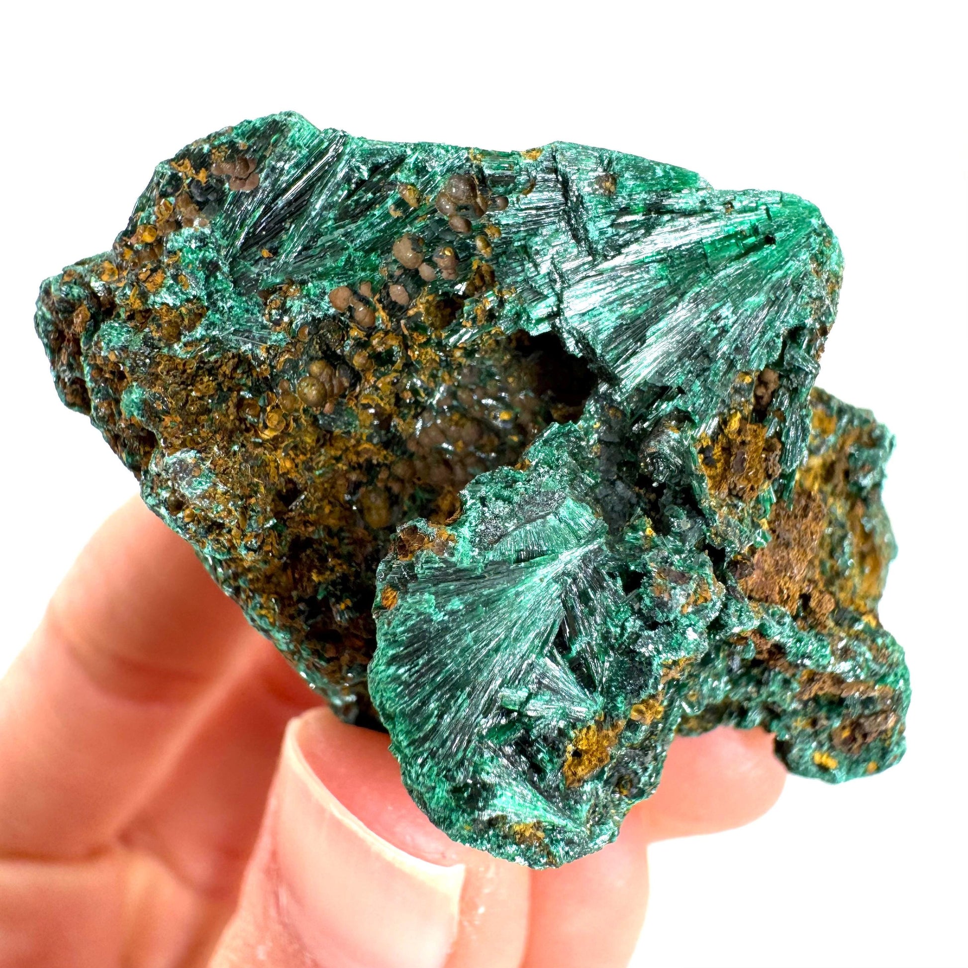 Fibrous Malachite (DR Congo) | raw green malachite crystal, mineral specimen
