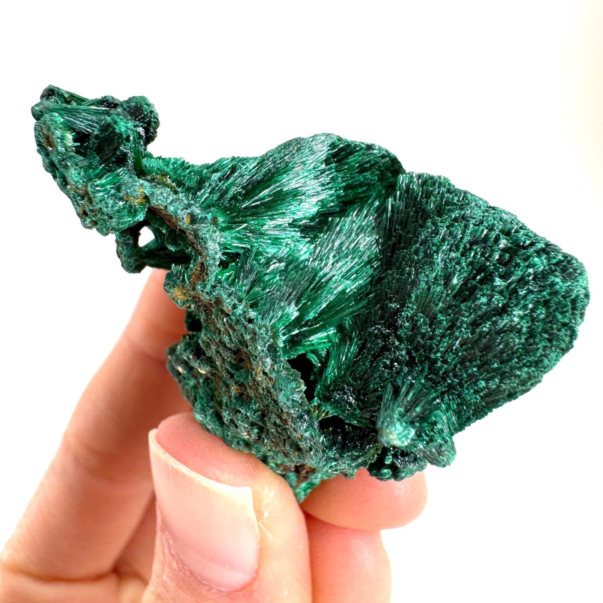 Fibrous Malachite (DR Congo) | raw green malachite crystal, mineral specimen