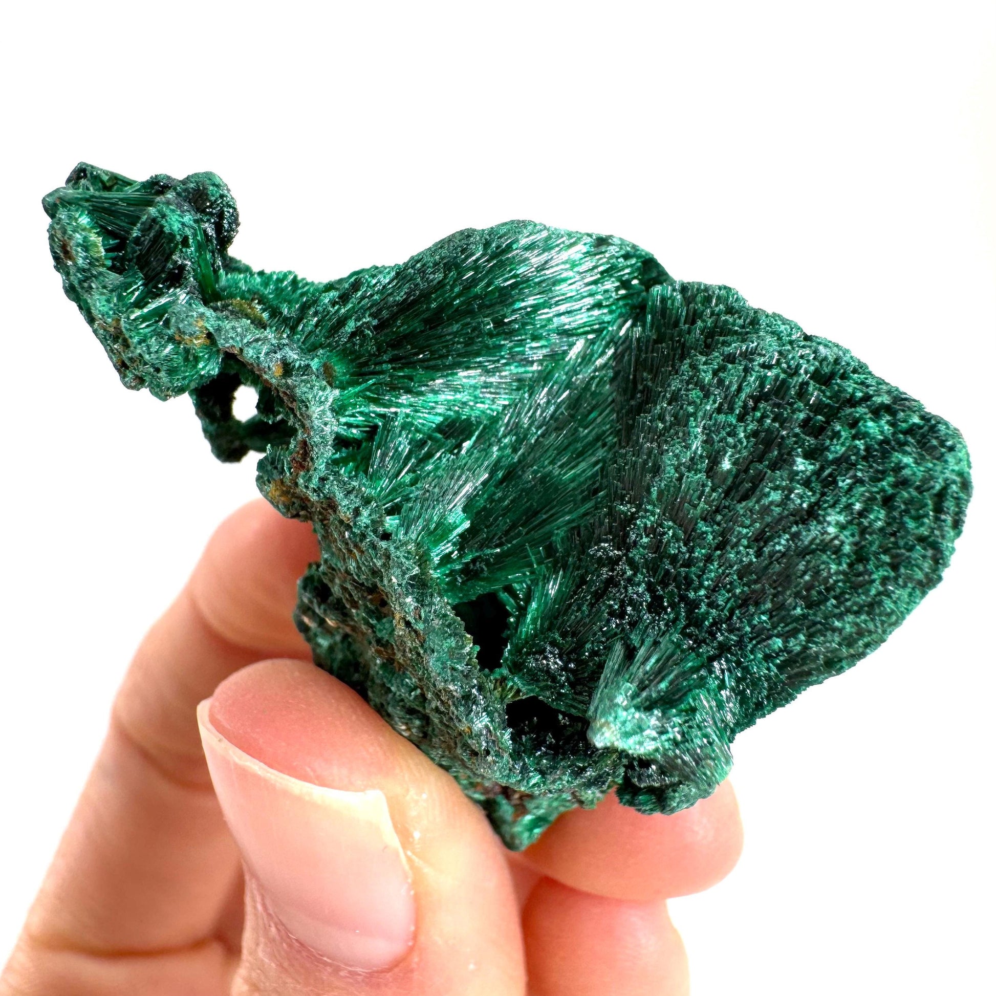 Fibrous Malachite (DR Congo) | raw green malachite crystal, mineral specimen