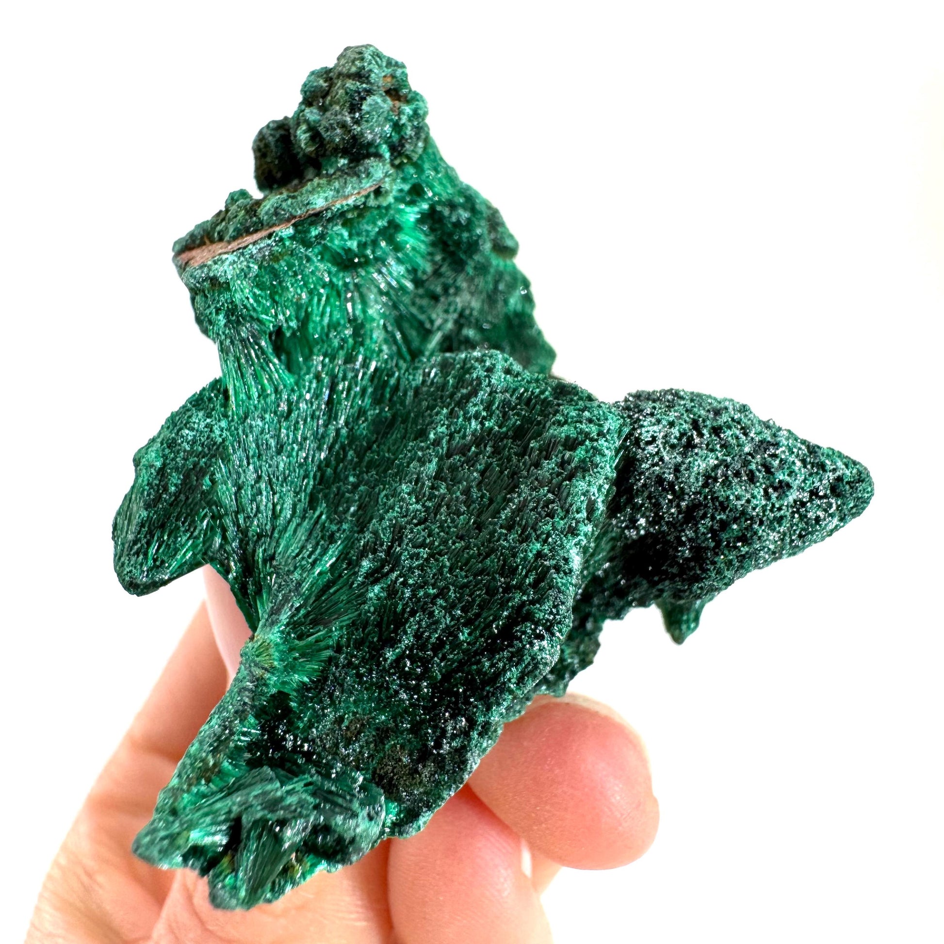 Fibrous Malachite (DR Congo) | raw green malachite crystal, mineral specimen