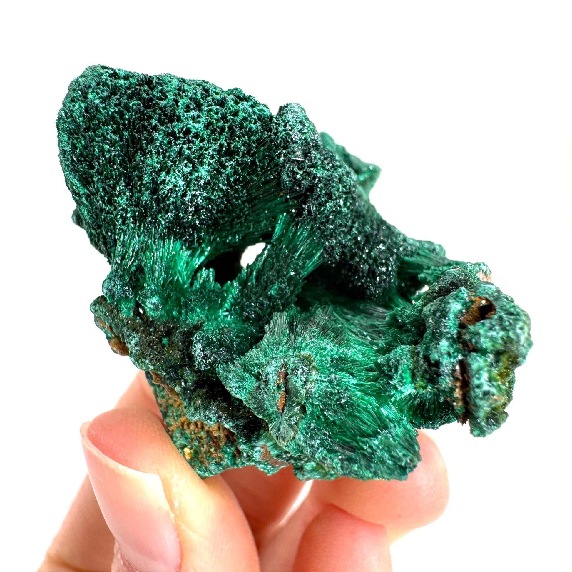 Fibrous Malachite (DR Congo) | raw green malachite crystal, mineral specimen