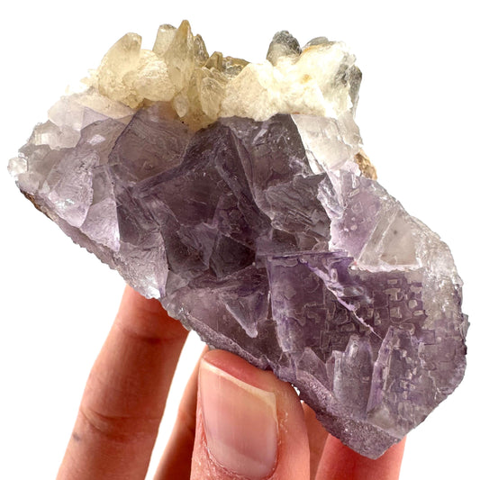Purple Fluorite w/ Calcite (Pakistan) | purple fluorite crystal cluster, mineral specimen