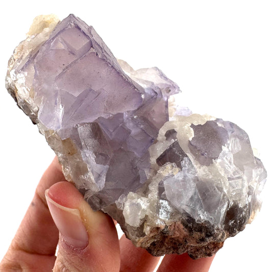 Purple Fluorite w/ Calcite (Pakistan) | purple fluorite crystal cluster, mineral specimen