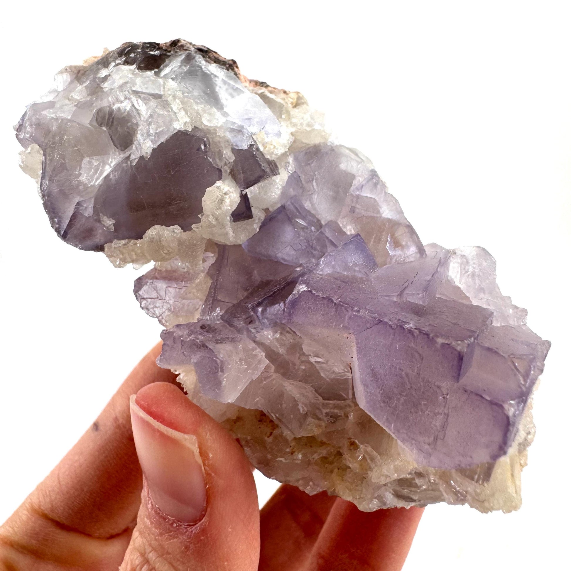Purple Fluorite w/ Calcite (Pakistan) | purple fluorite crystal cluster, mineral specimen