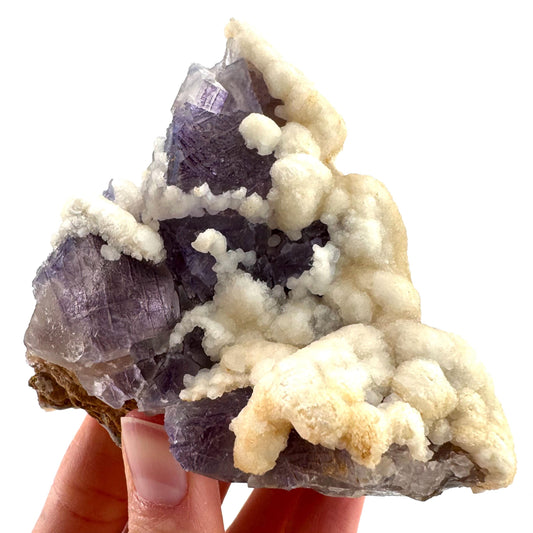 Purple Fluorite w/ Calcite (Pakistan) | purple fluorite crystal cluster, mineral specimen