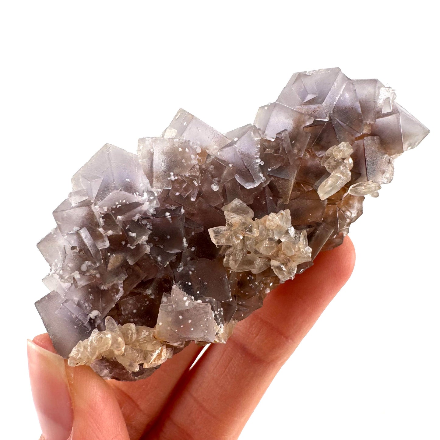 Purple Fluorite w/ Calcite (Pakistan) | purple fluorite crystal cluster, mineral specimen