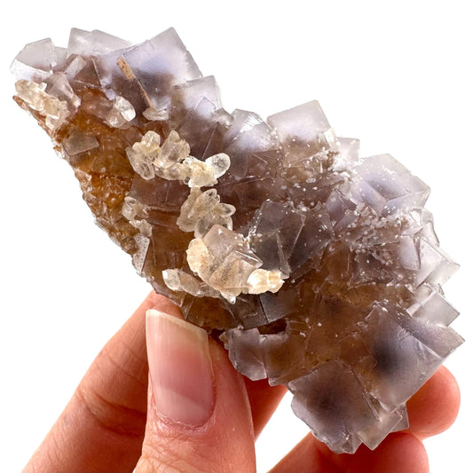 Purple Fluorite w/ Calcite (Pakistan) | purple fluorite crystal cluster, mineral specimen