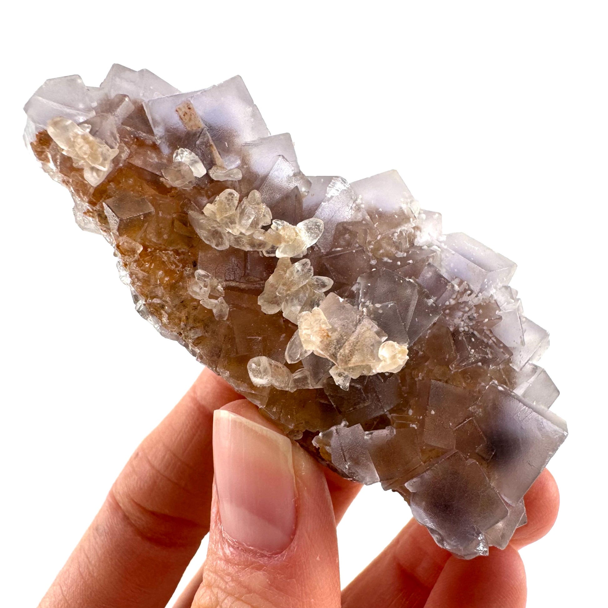 Purple Fluorite w/ Calcite (Pakistan) | purple fluorite crystal cluster, mineral specimen