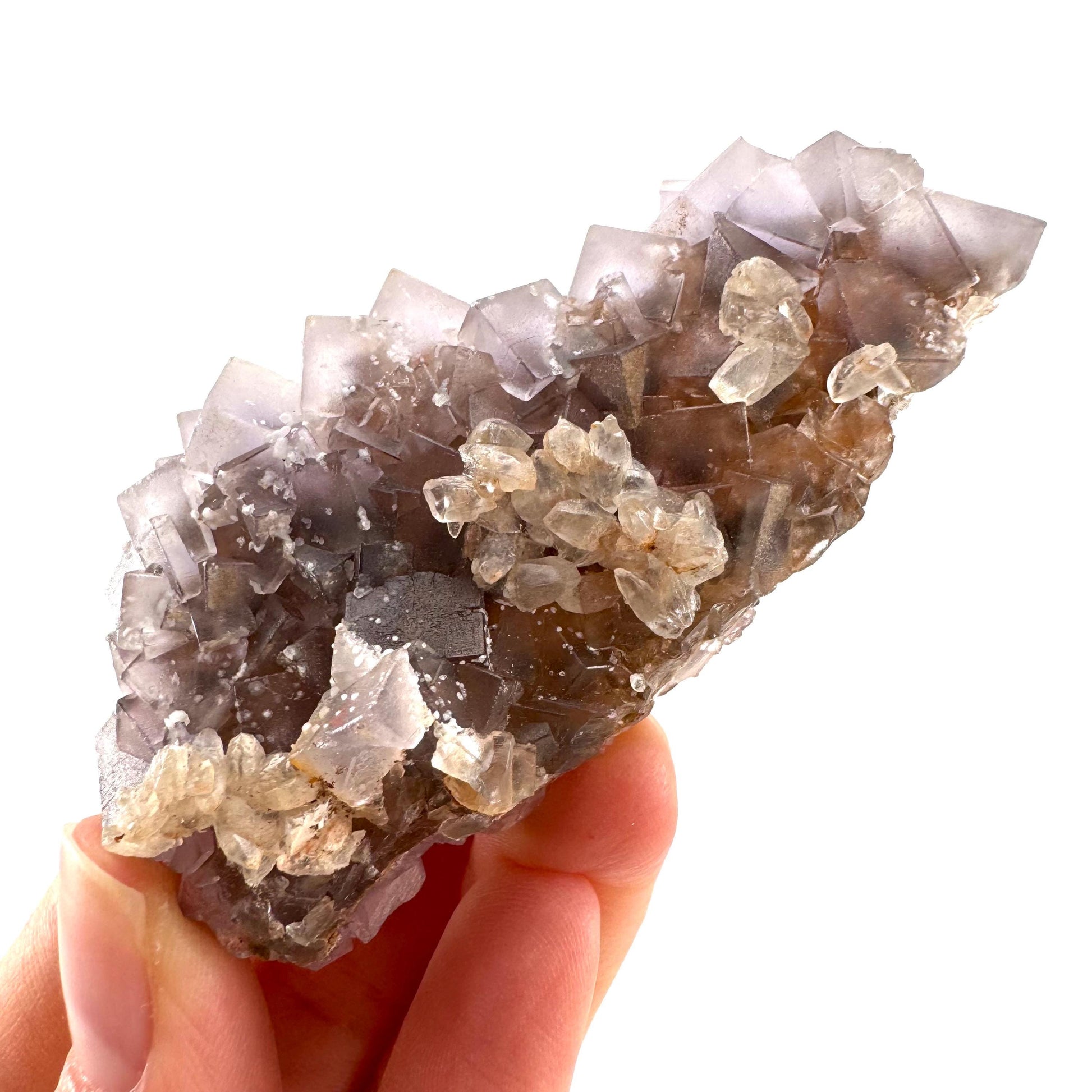 Purple Fluorite w/ Calcite (Pakistan) | purple fluorite crystal cluster, mineral specimen