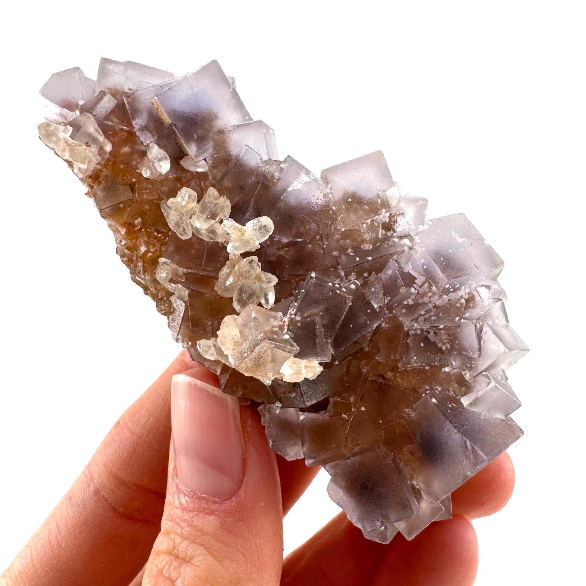 Purple Fluorite w/ Calcite (Pakistan) | purple fluorite crystal cluster, mineral specimen
