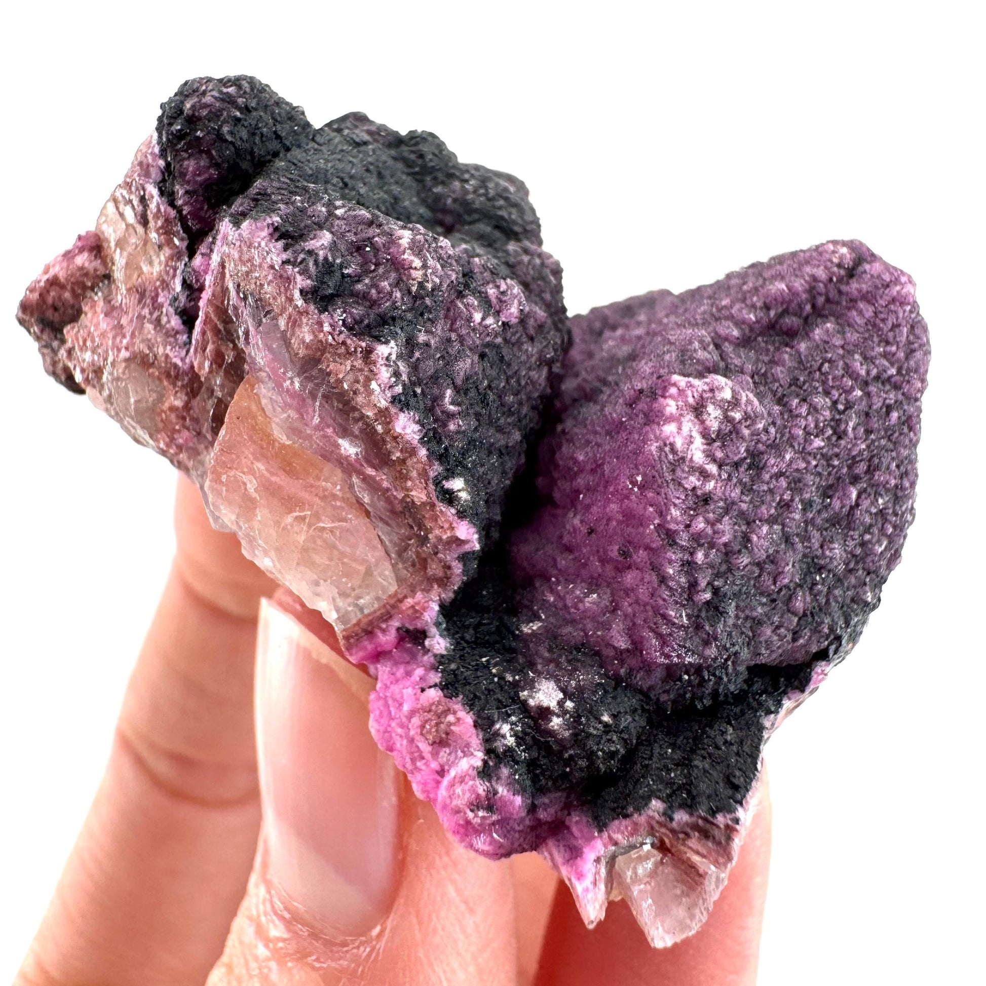 Cobaltoan Calcite w/ Heterogenite (DR Congo) | cobalto calcite crystal, mineral specimen