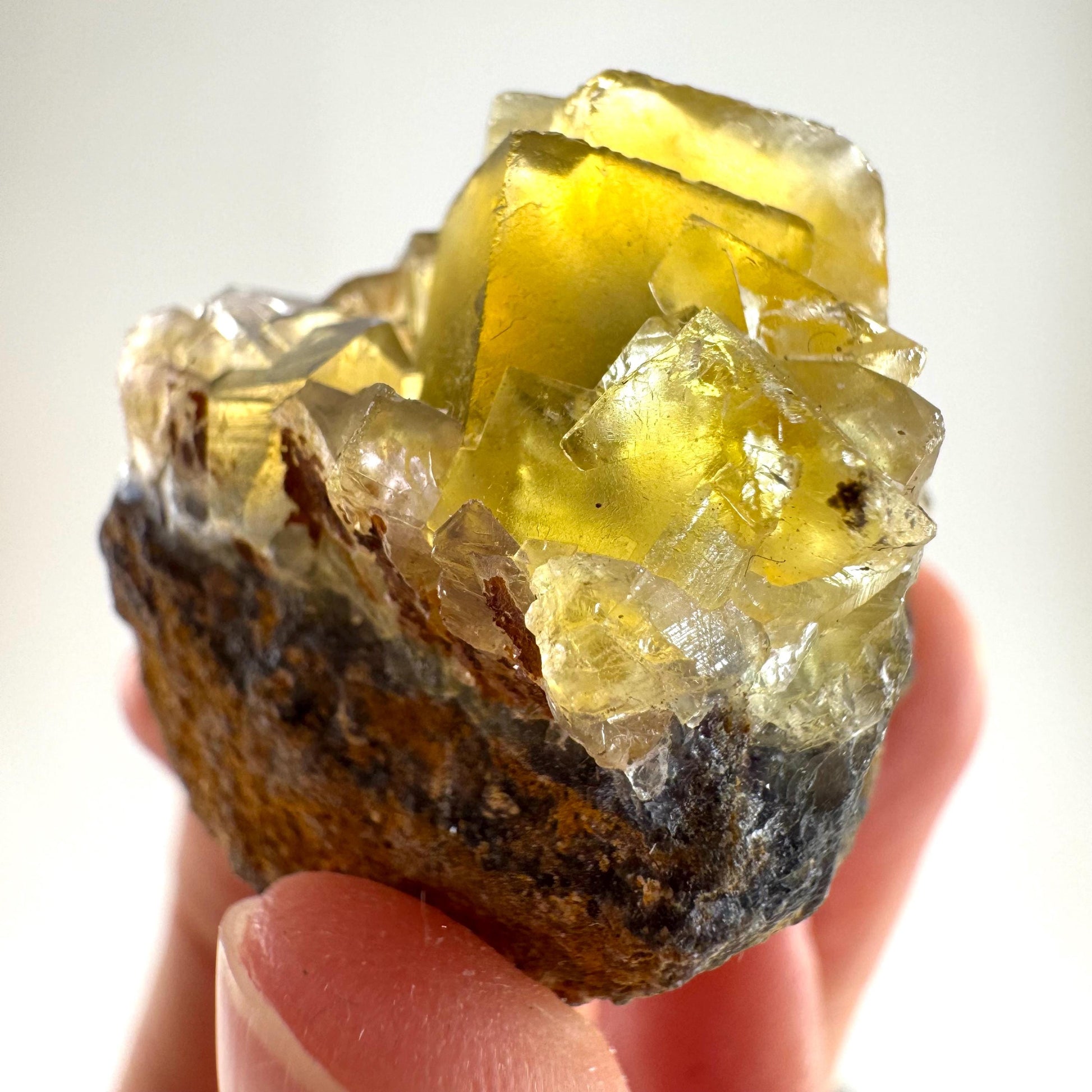 Okorusu Fluorite (Namibia) | “Honey Pocket” fluorite cluster, yellow fluorite crystal, mineral specimen