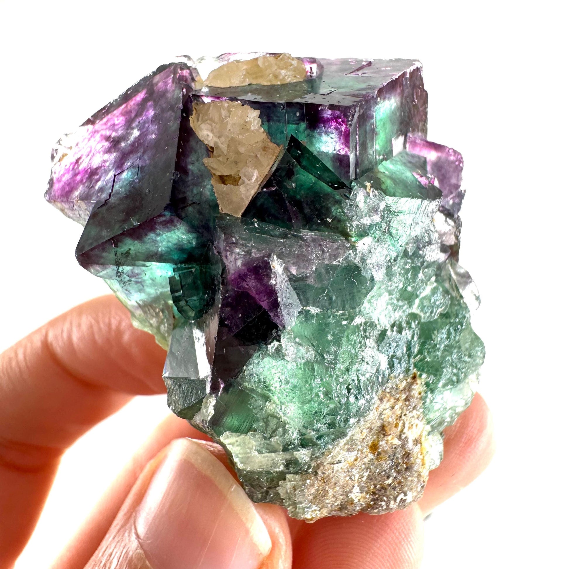 Okorusu Fluorite (Namibia) | “Aurora Pocket” green & purple fluorite crystal, raw fluorite, mineral specimen