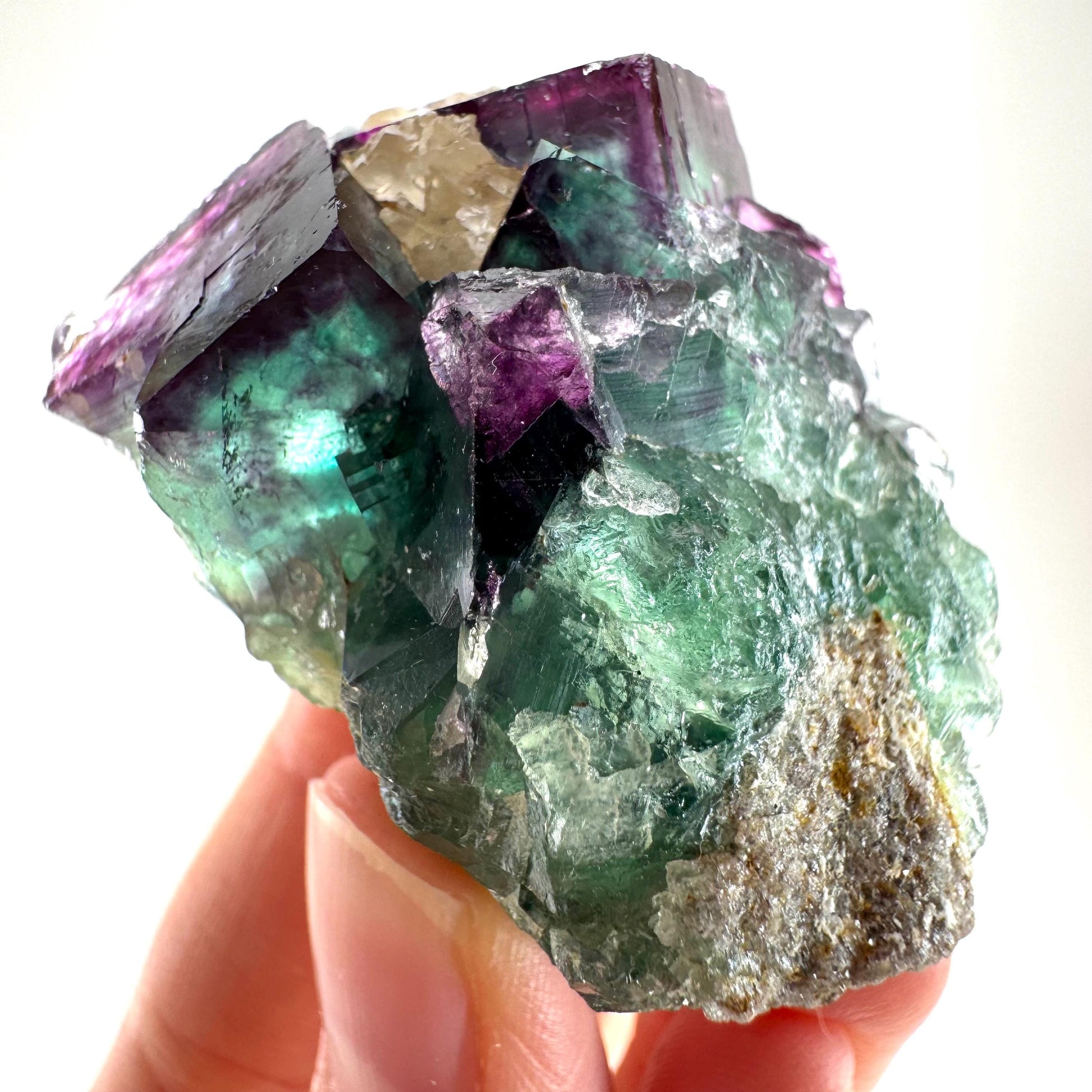 Okorusu Fluorite (Namibia) | “Aurora Pocket” green & purple fluorite crystal, raw fluorite, mineral specimen