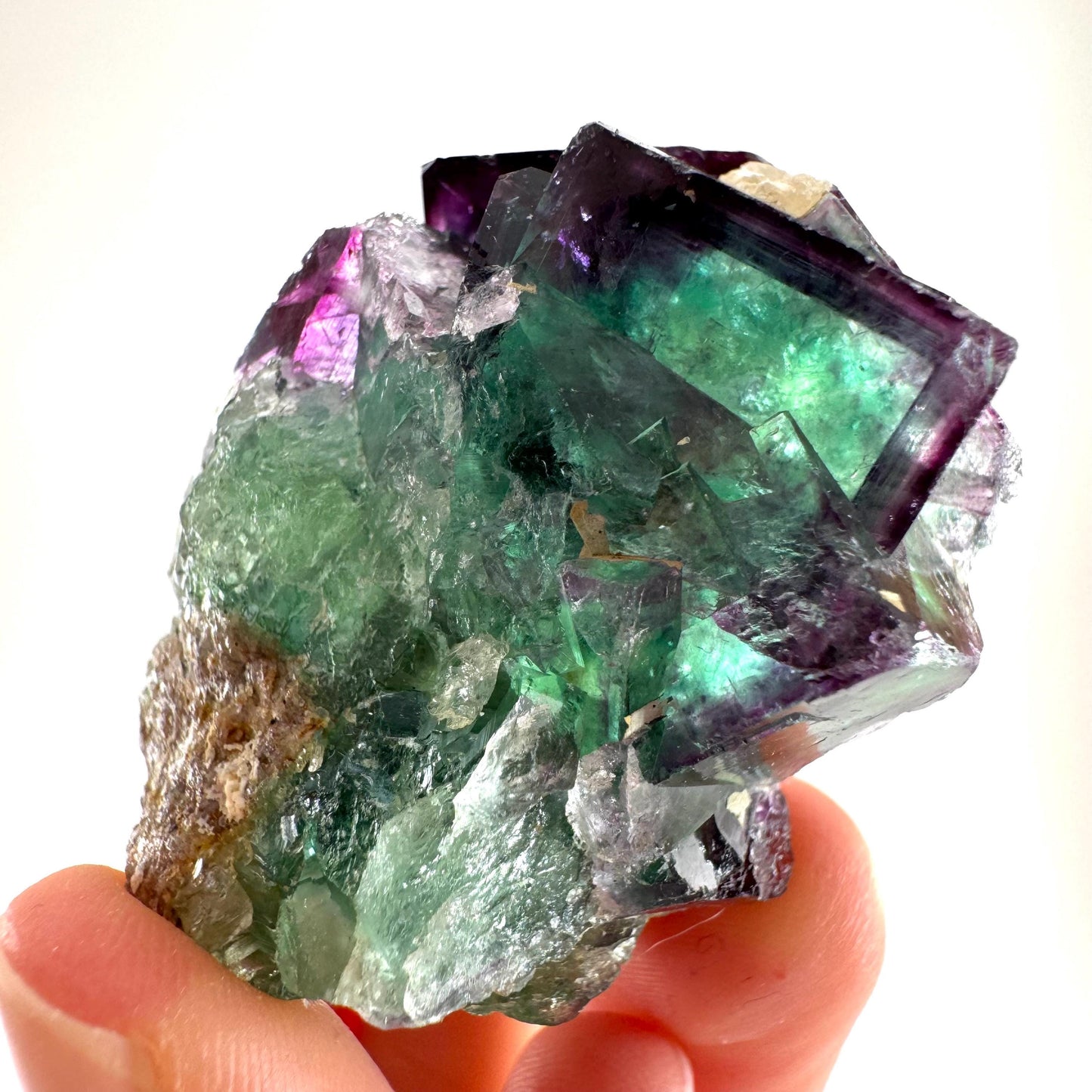 Okorusu Fluorite (Namibia) | “Aurora Pocket” green & purple fluorite crystal, raw fluorite, mineral specimen