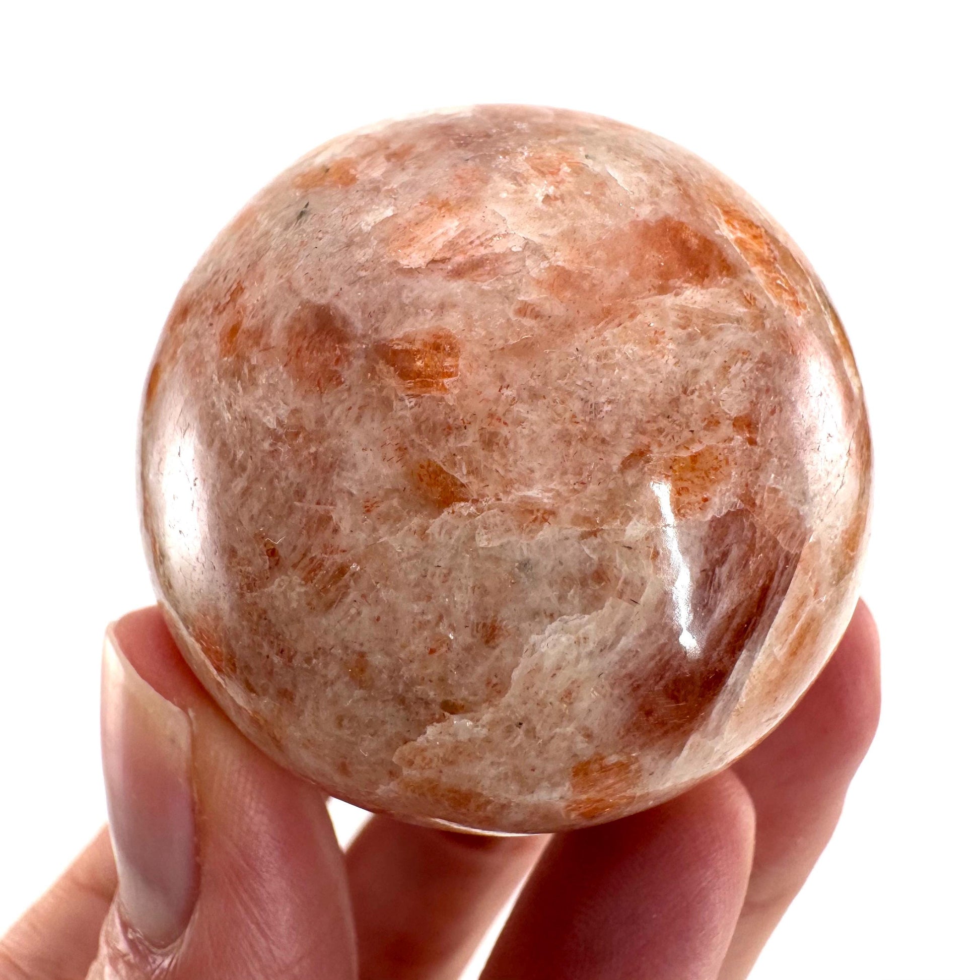 Sunstone Sphere | polished sunstone, sunstone crystal ball, crystal sphere, orange moonstone sphere