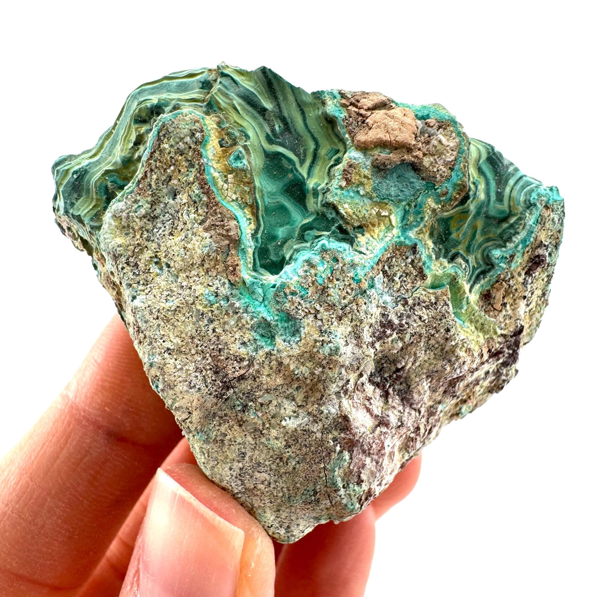 Chrysocolla & Malachite (DR Congo) | botryoidal chrysocolla crystal, mineral specimen