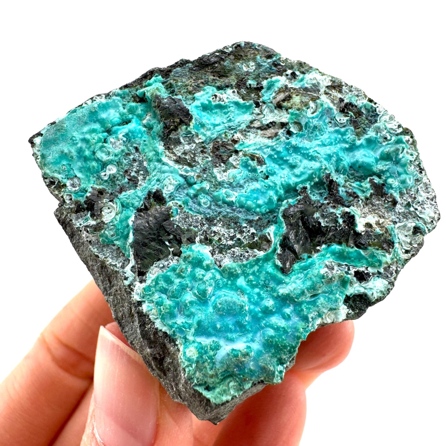 Chrysocolla / Gem Silica (DR Congo) | botryoidal chrysocolla crystal, mineral specimen
