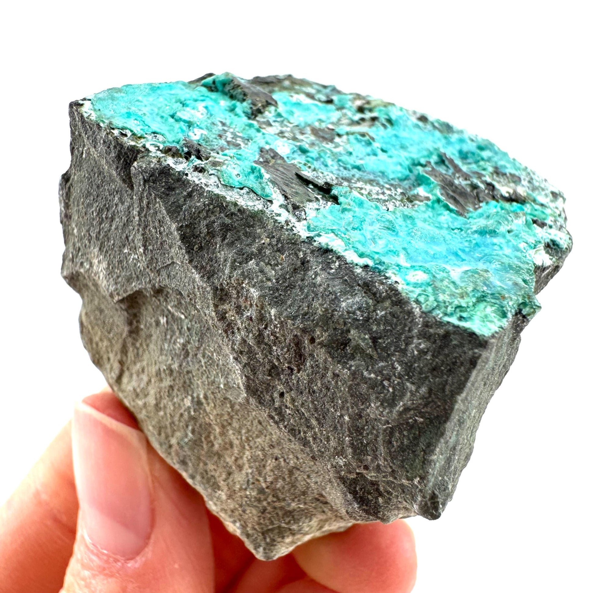 Chrysocolla / Gem Silica (DR Congo) | botryoidal chrysocolla crystal, mineral specimen