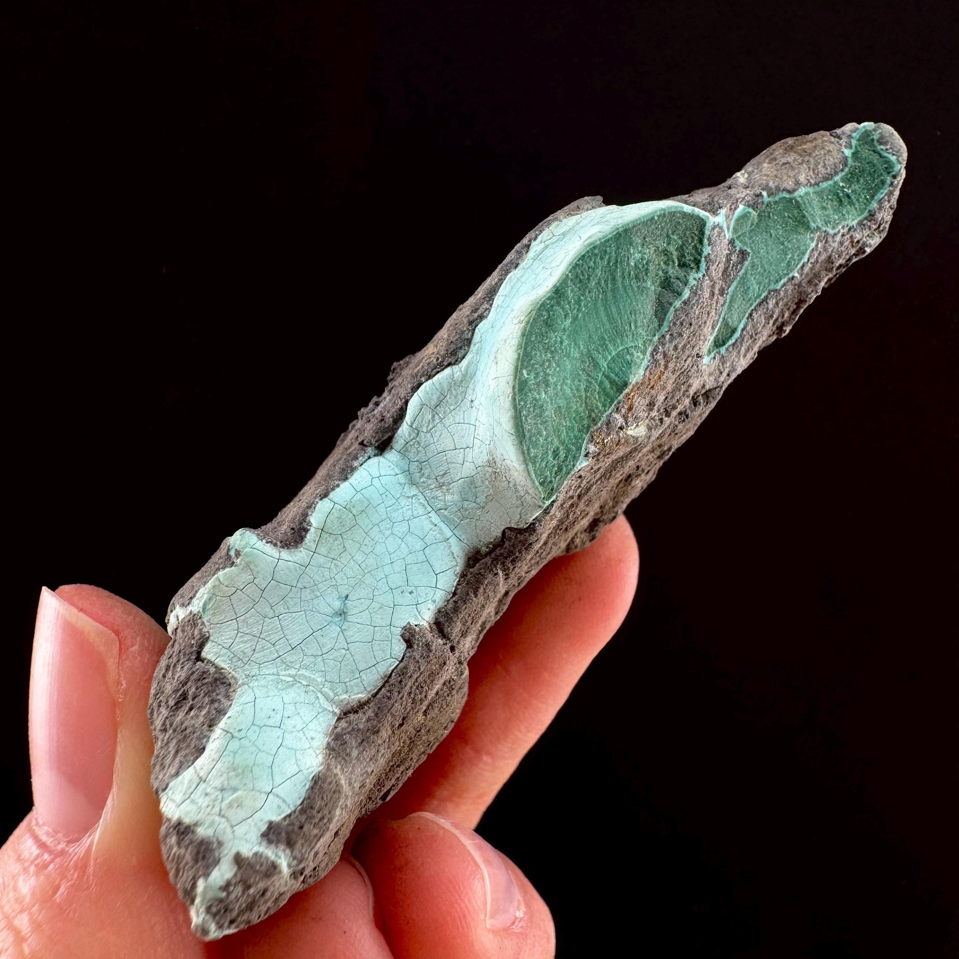 Chrysocolla & Malachite (DR Congo) | botryoidal chrysocolla crystal, mineral specimen