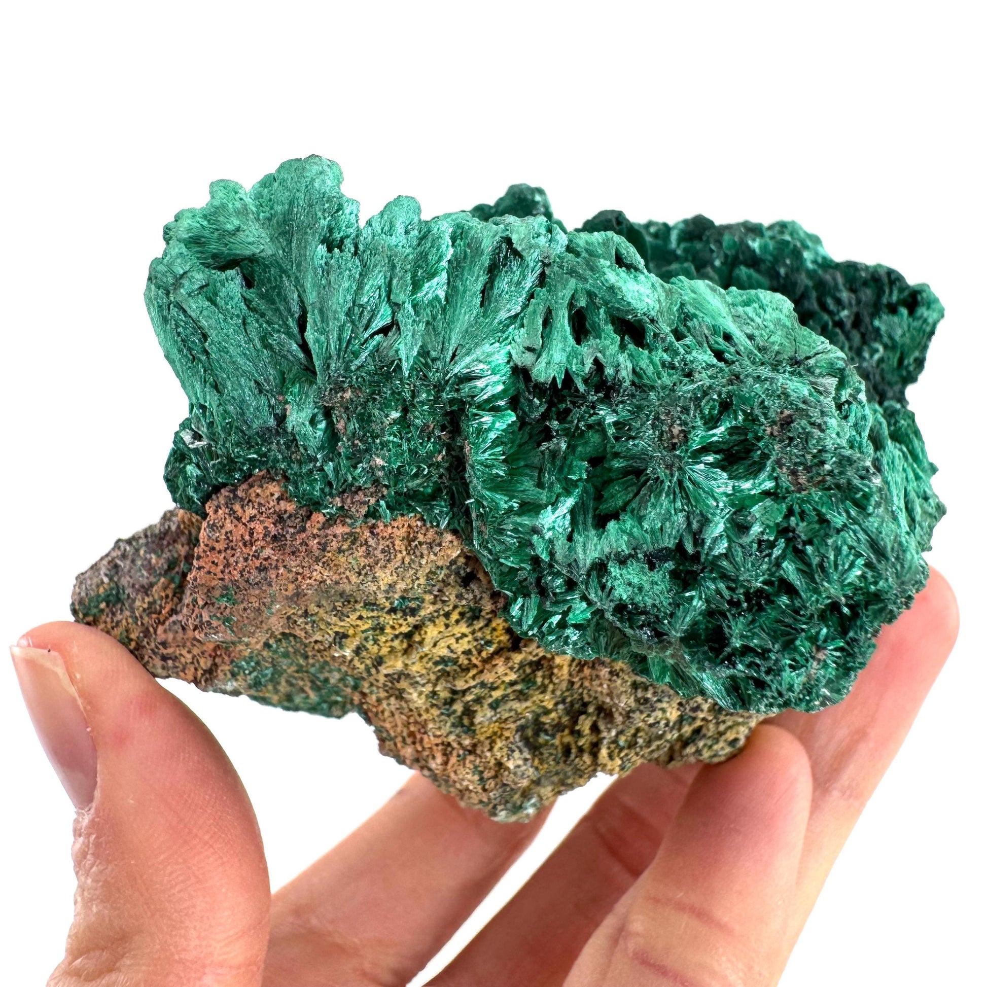 Fibrous Malachite (DR Congo) | raw green malachite crystal, mineral specimen