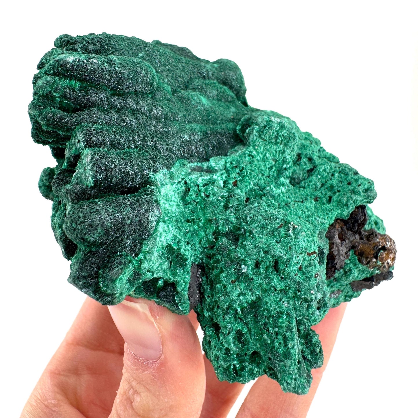 Fibrous Malachite (DR Congo) | raw green malachite crystal, mineral specimen