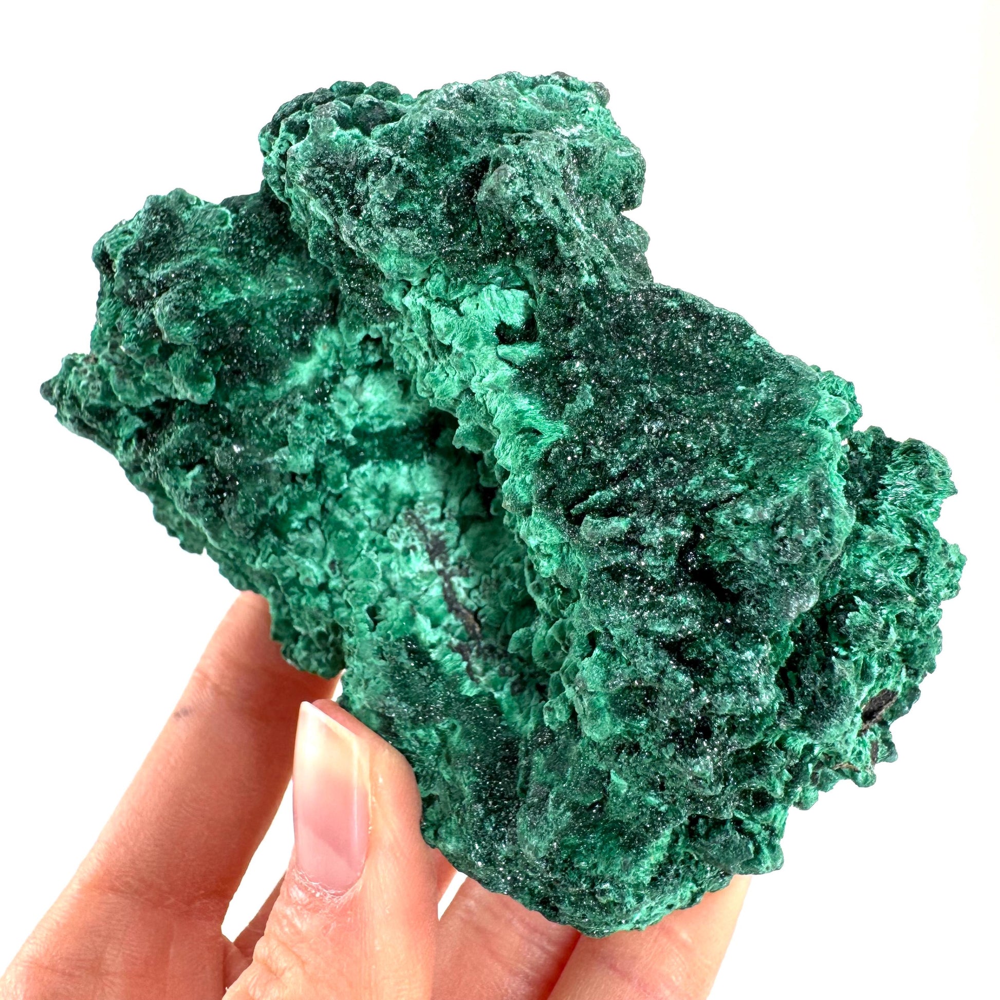 Fibrous Malachite (DR Congo) | raw green malachite crystal, mineral specimen