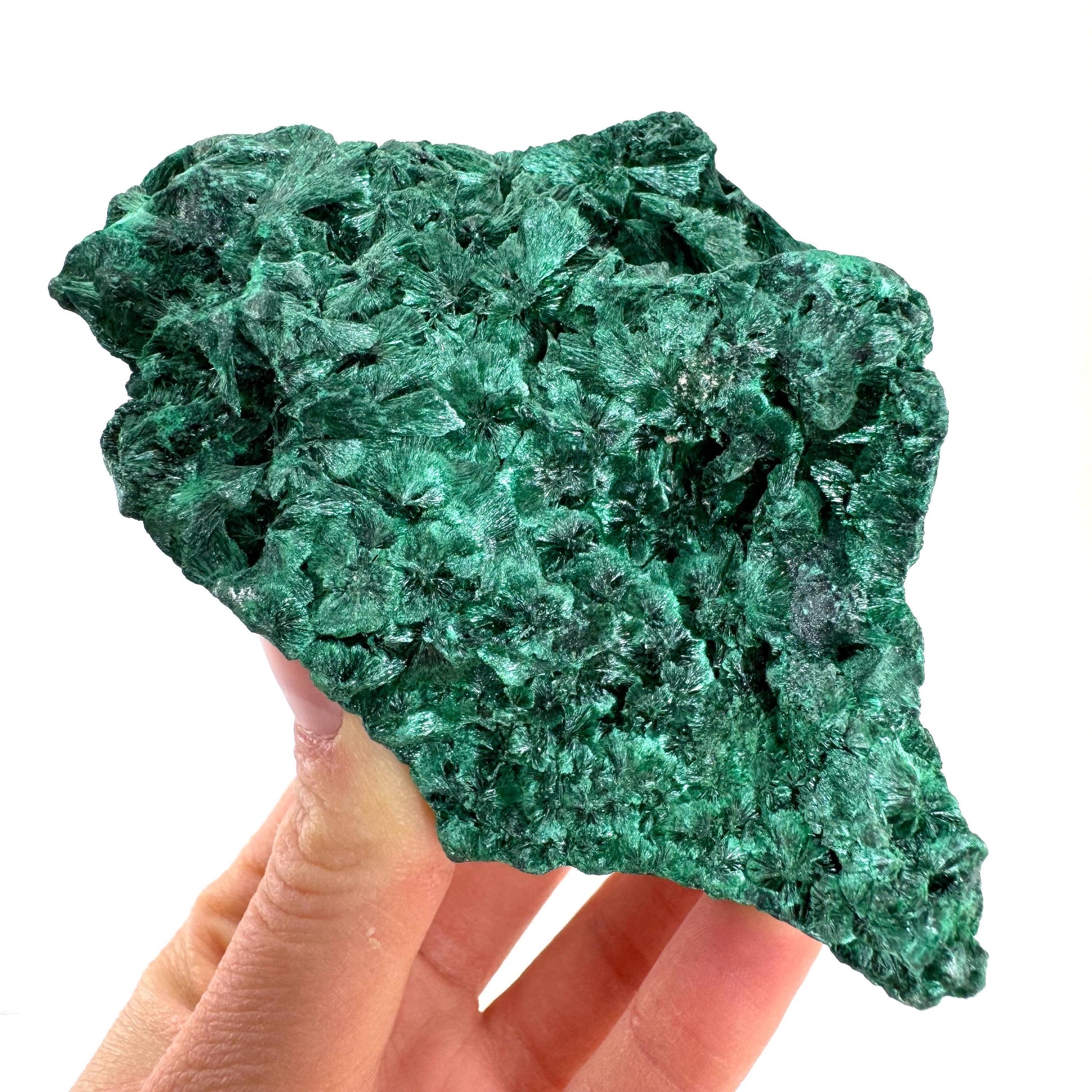 Fibrous Malachite (DR Congo) | raw green malachite crystal, mineral specimen