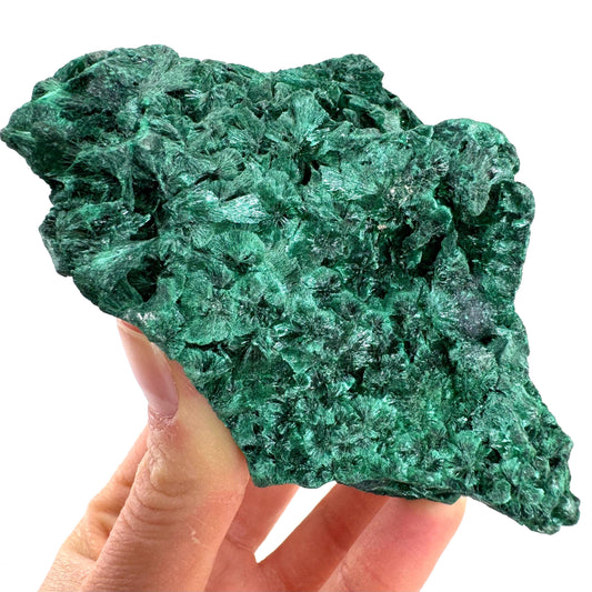 Fibrous Malachite (DR Congo) | raw green malachite crystal, mineral specimen