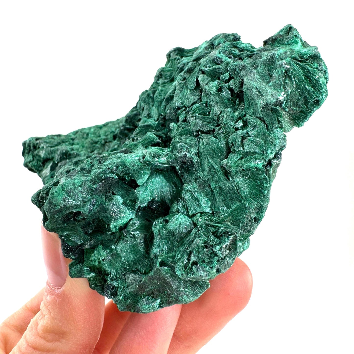 Fibrous Malachite (DR Congo) | raw green malachite crystal, mineral specimen