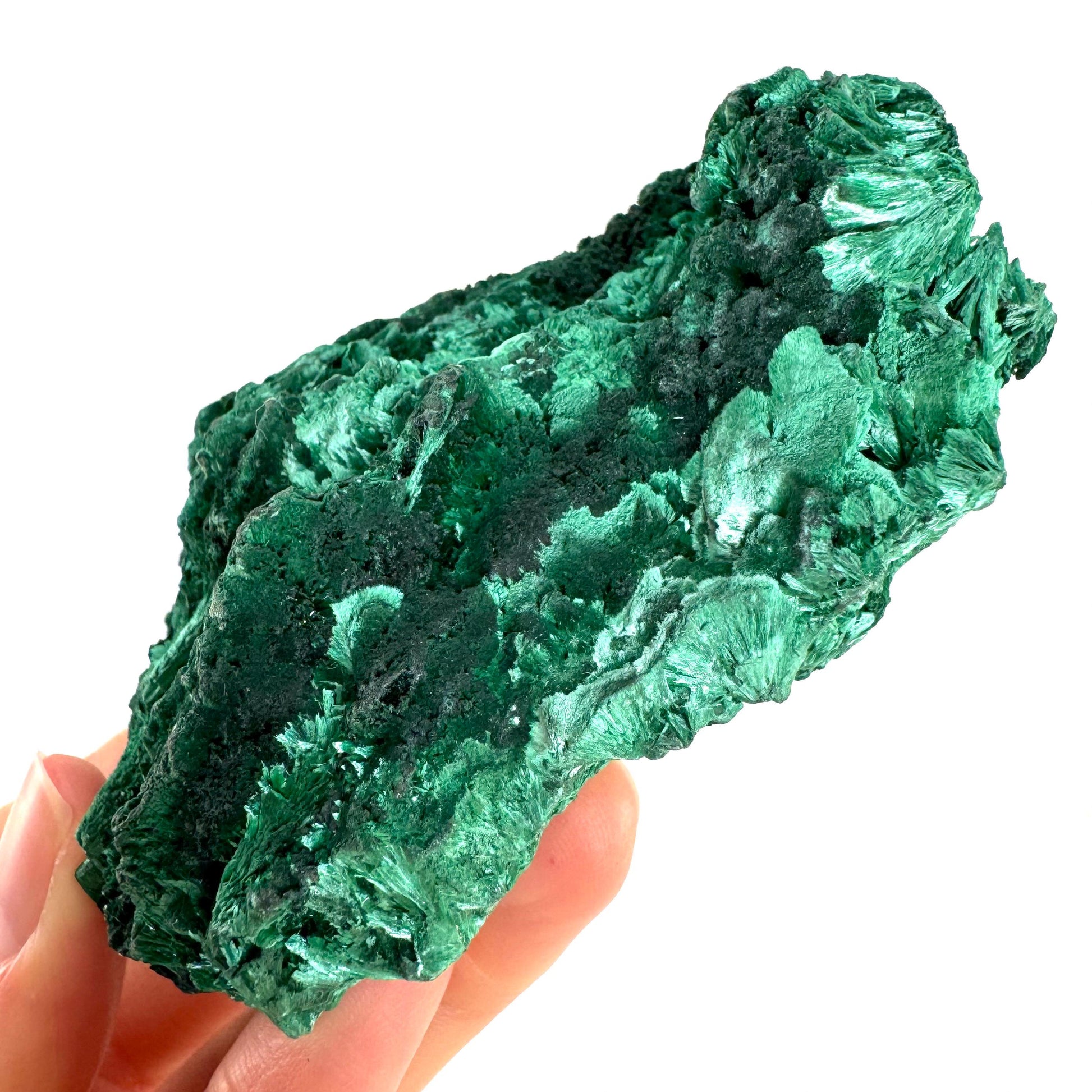 Fibrous Malachite (DR Congo) | raw green malachite crystal, mineral specimen