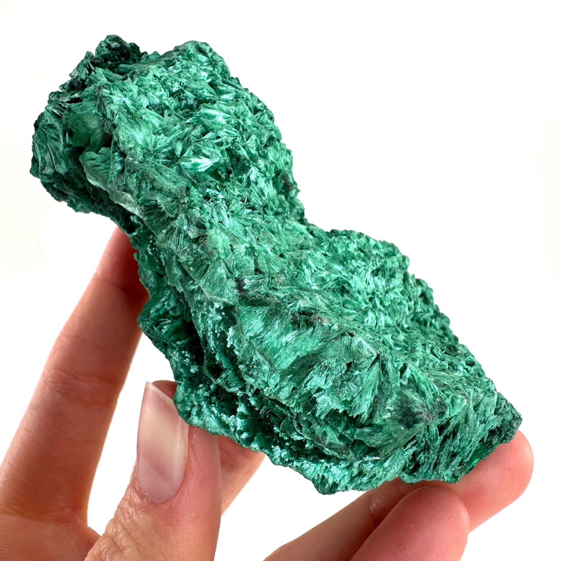 Fibrous Malachite (DR Congo) | raw green malachite crystal, mineral specimen