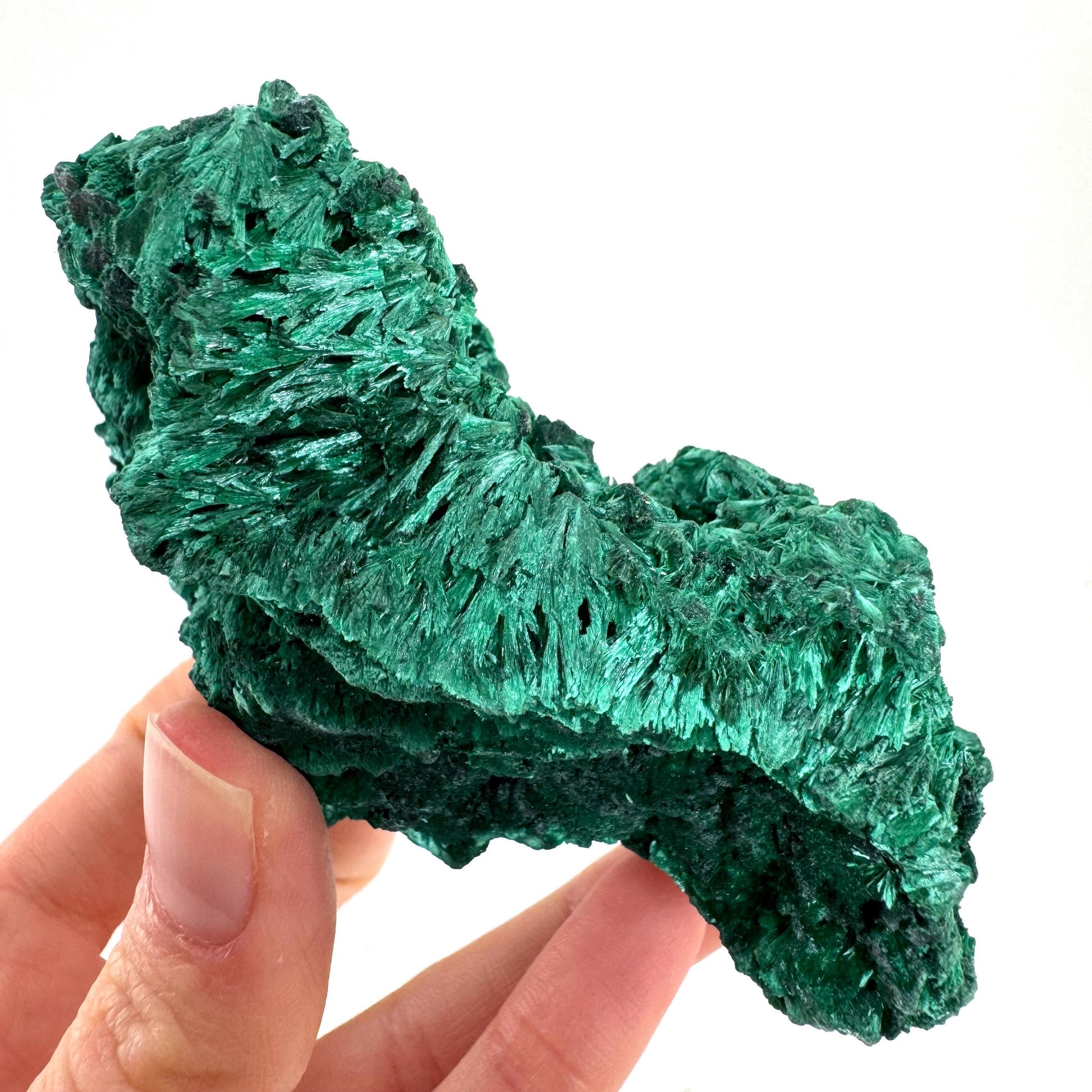 Fibrous Malachite (DR Congo) | raw green malachite crystal, mineral specimen