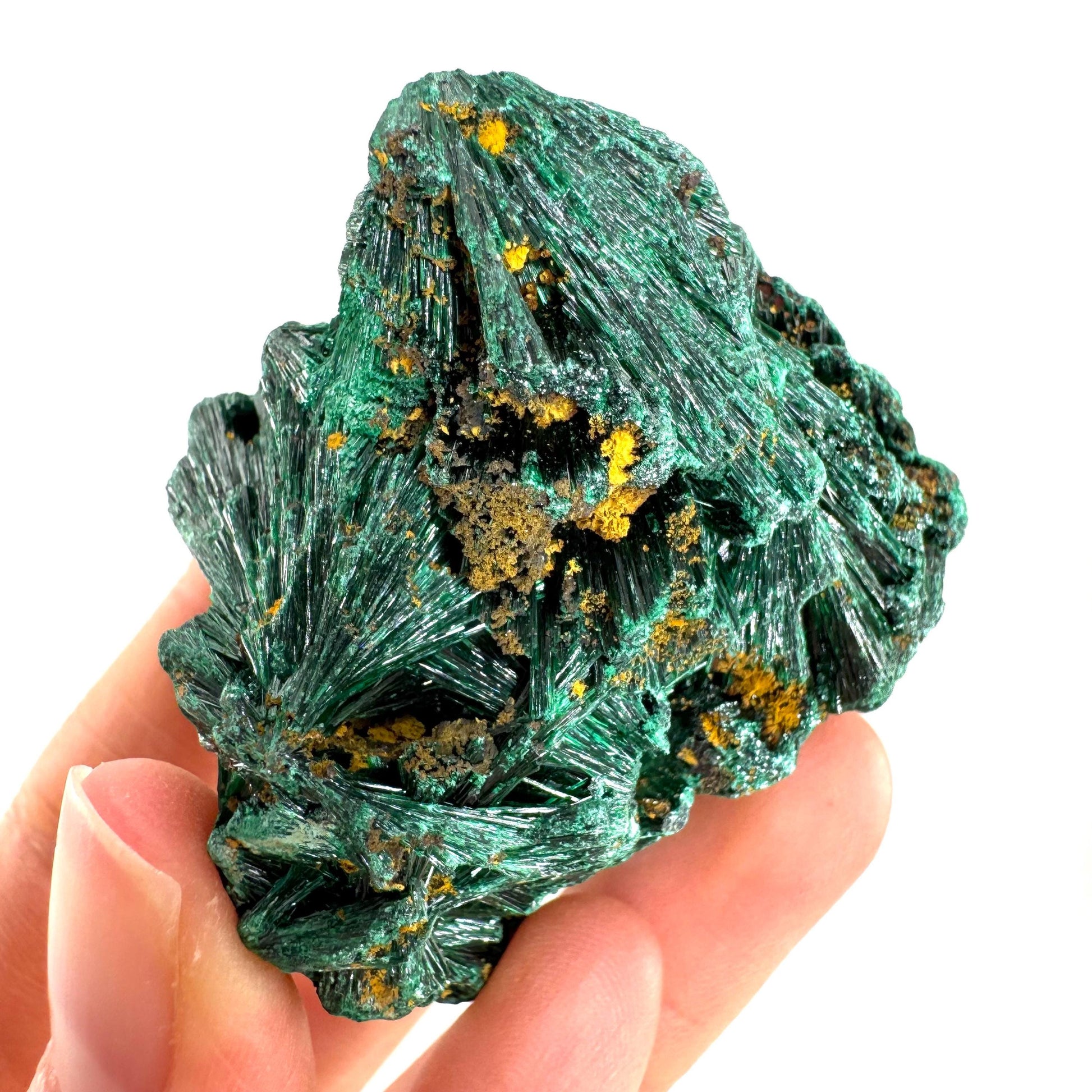 Fibrous Malachite (DR Congo) | raw green malachite crystal, mineral specimen