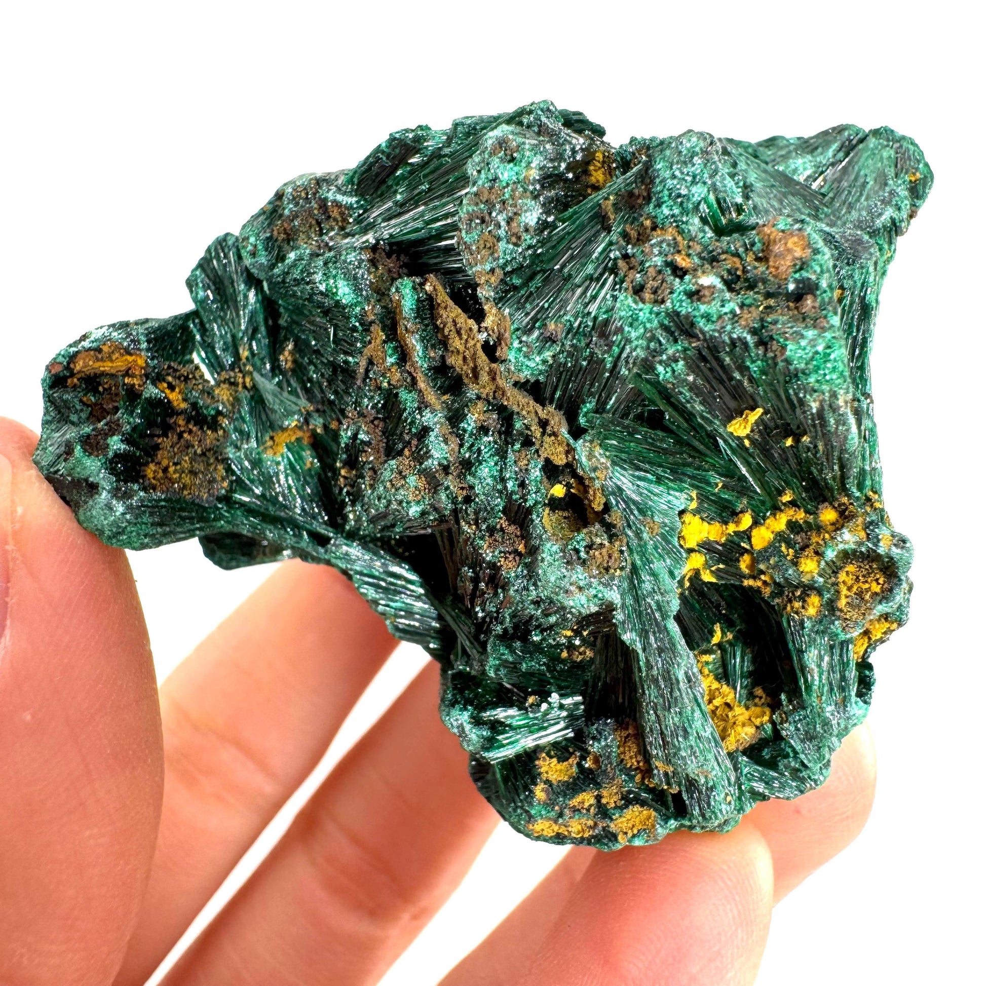 Fibrous Malachite (DR Congo) | raw green malachite crystal, mineral specimen