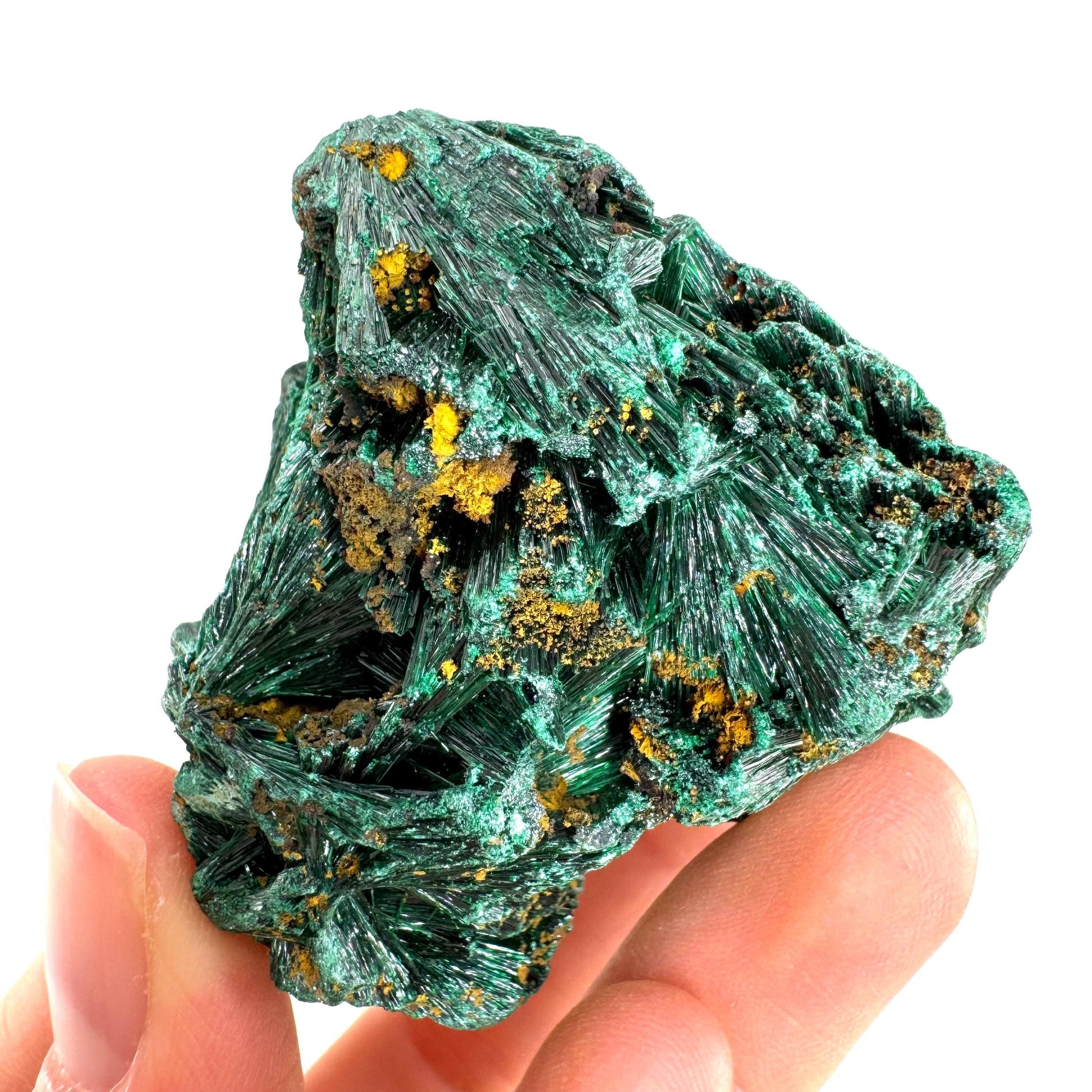 Fibrous Malachite (DR Congo) | raw green malachite crystal, mineral specimen