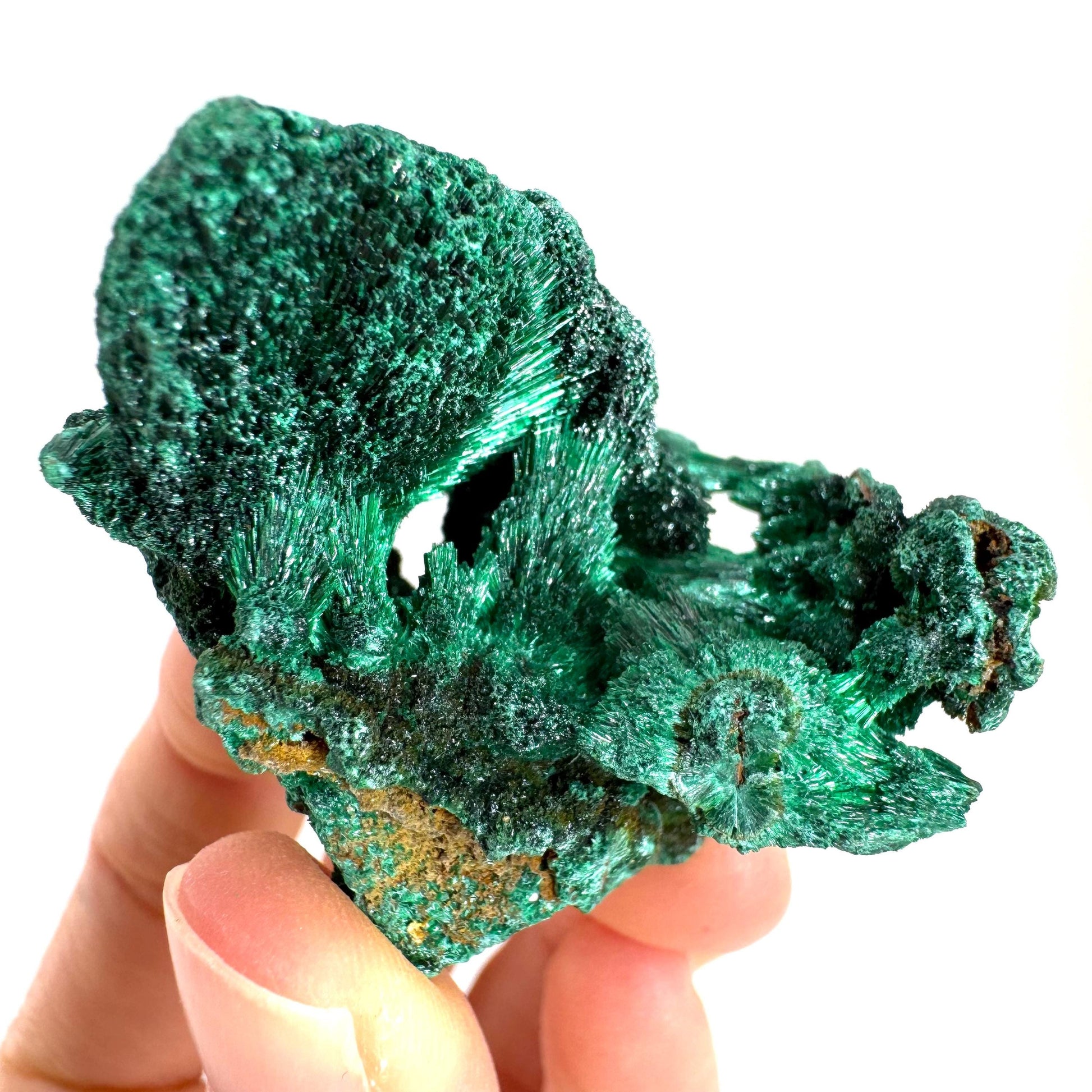 Fibrous Malachite (DR Congo) | raw green malachite crystal, mineral specimen