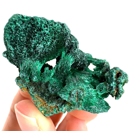Fibrous Malachite (DR Congo) | raw green malachite crystal, mineral specimen