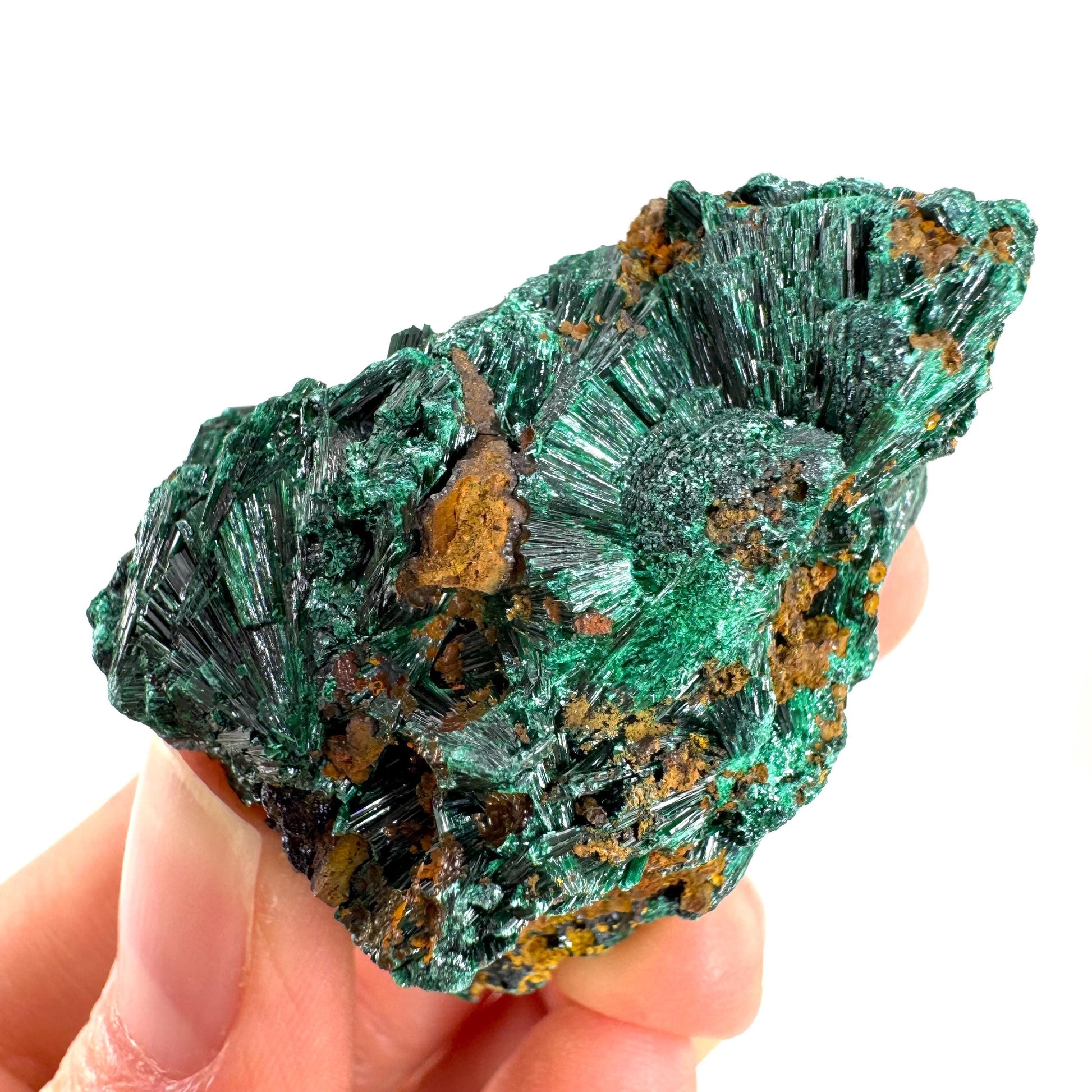 Fibrous Malachite (DR Congo) | raw green malachite crystal, mineral specimen