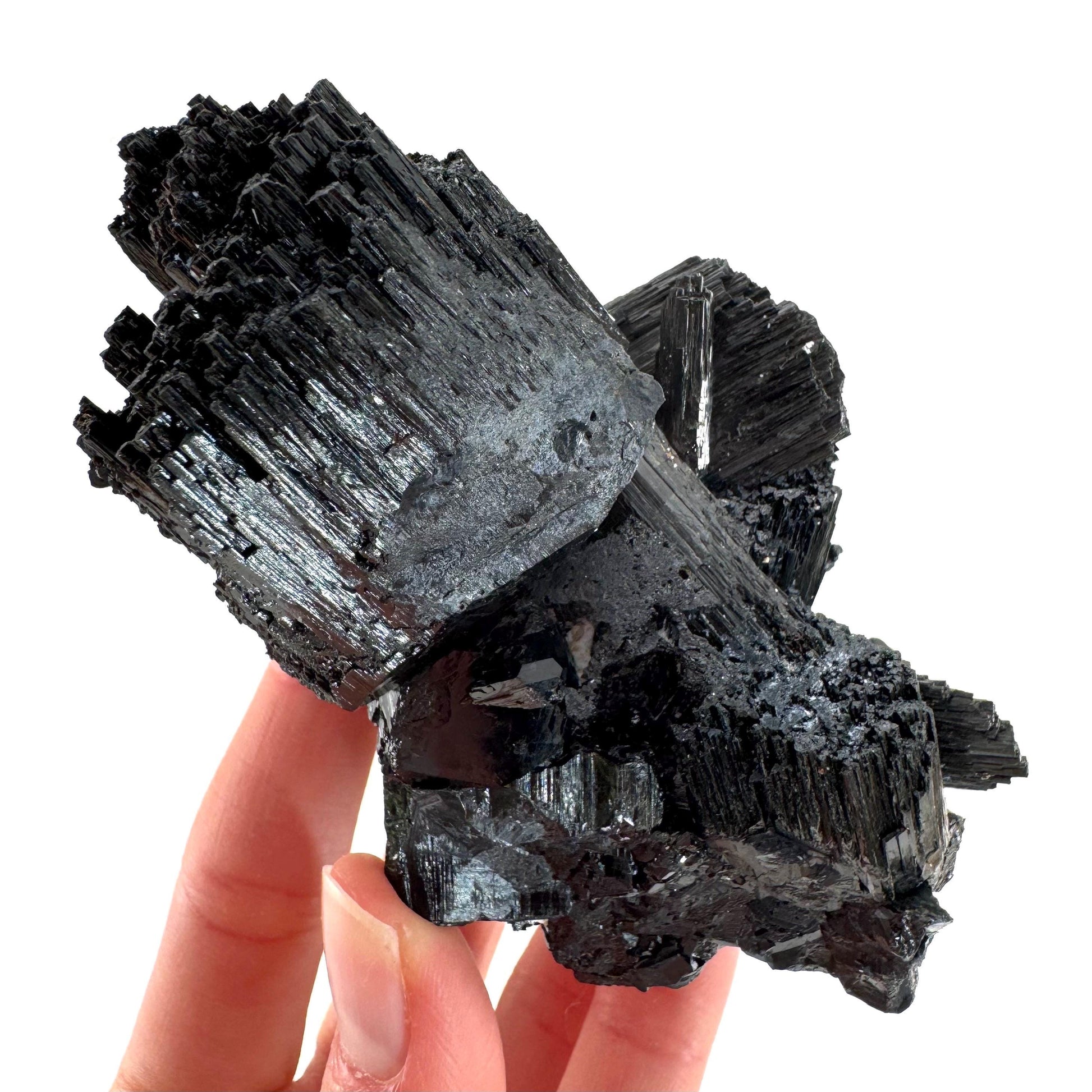 Raw Black Tourmaline Crystal Cluster | Namibia Protection Stone