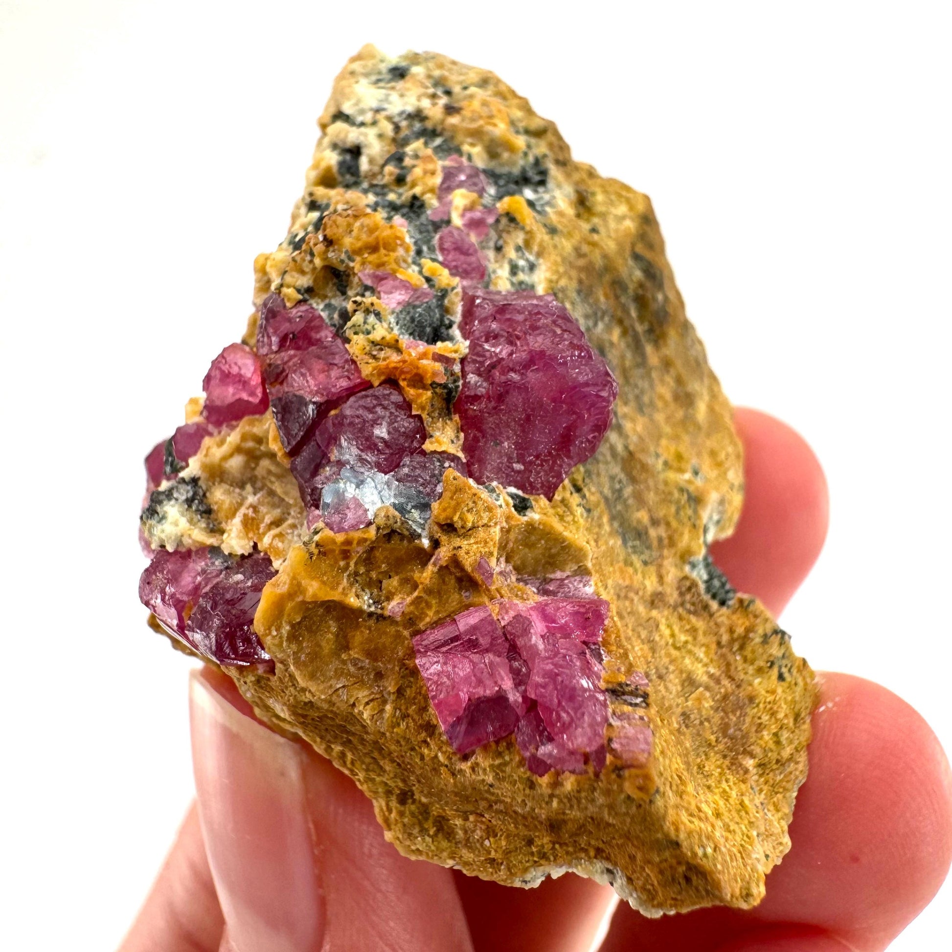 Ruby & Blue Kyanite on Matrix | genuine raw red ruby crystal, natural mineral specimen