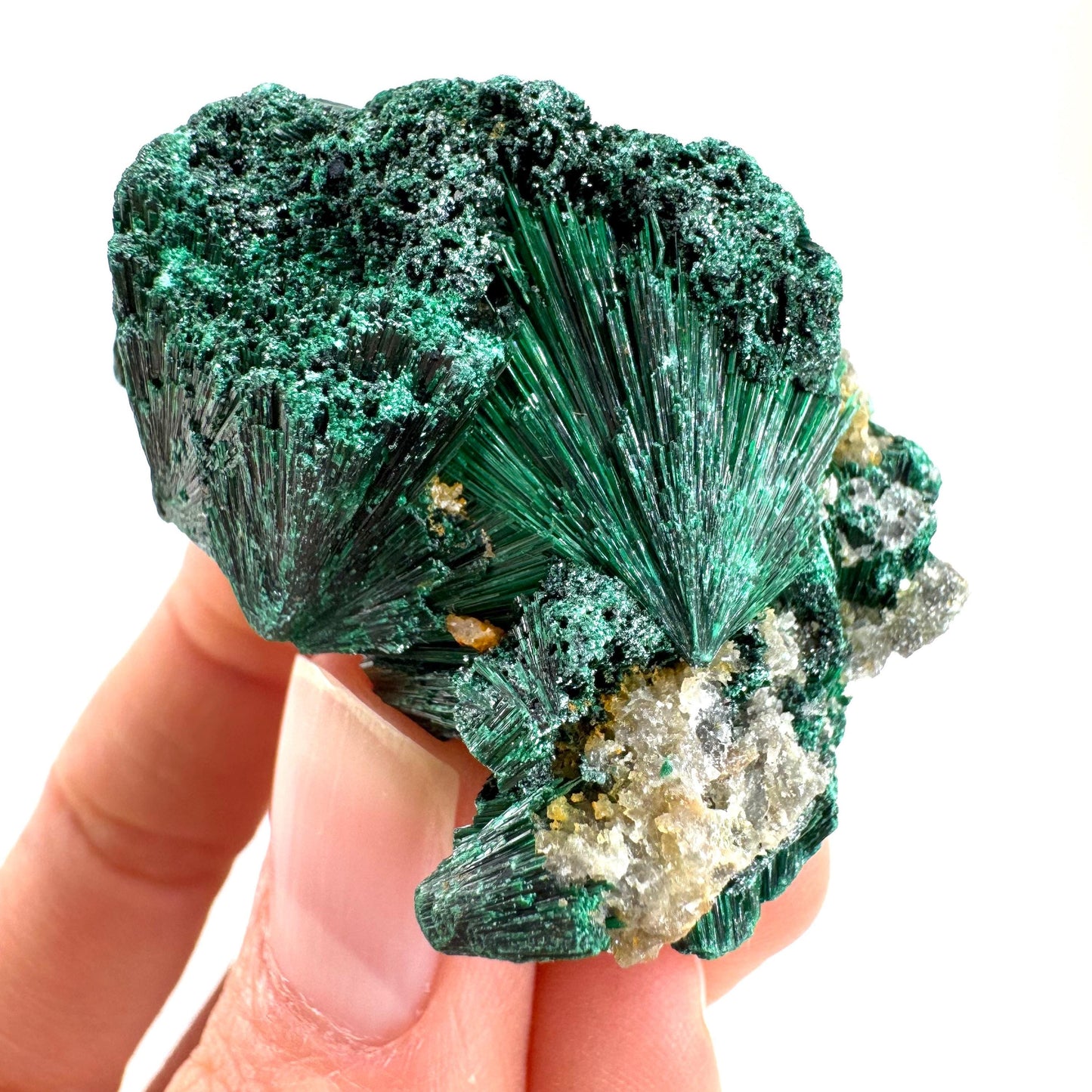 Fibrous Malachite (DR Congo) | raw green malachite crystal, mineral specimen