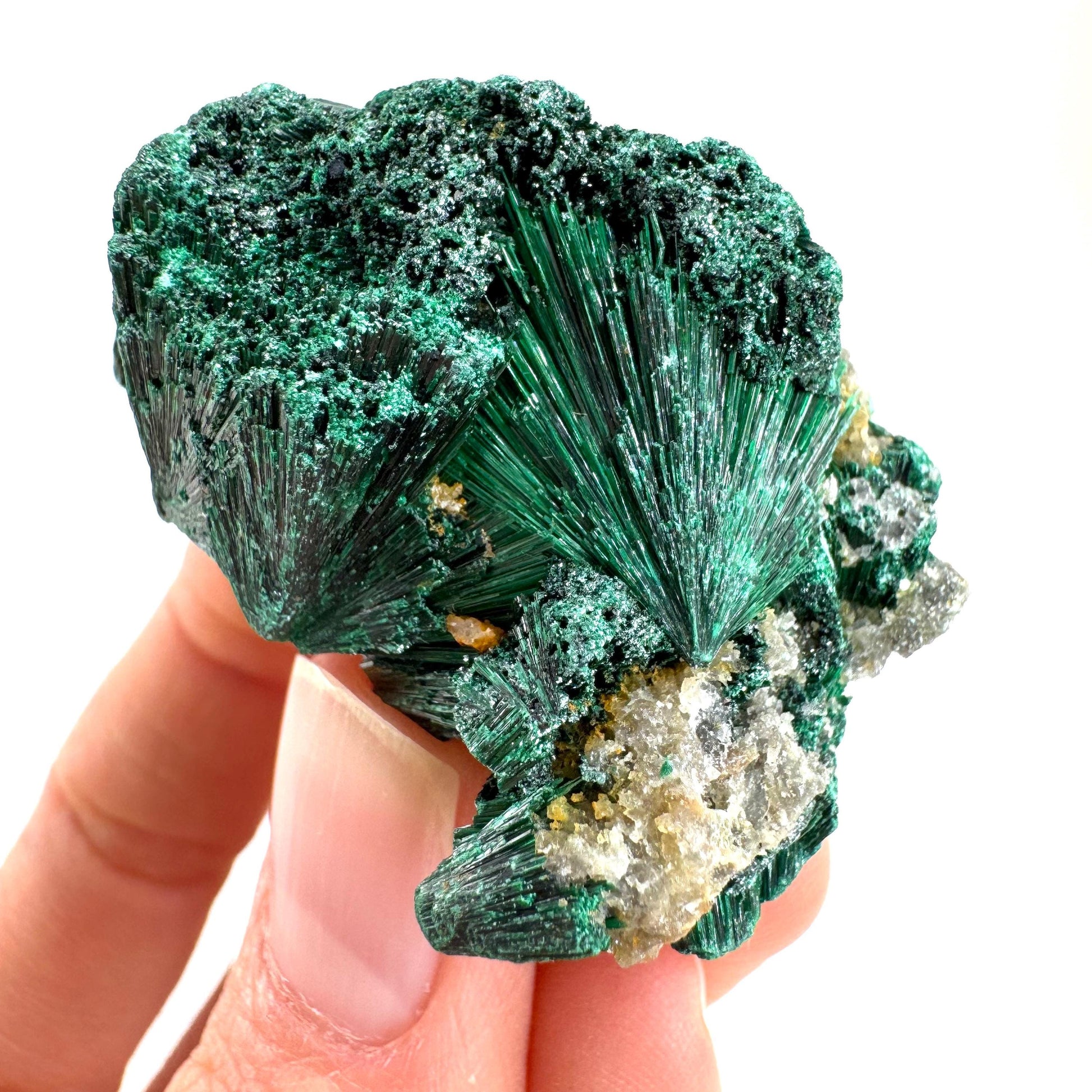 Fibrous Malachite (DR Congo) | raw green malachite crystal, mineral specimen